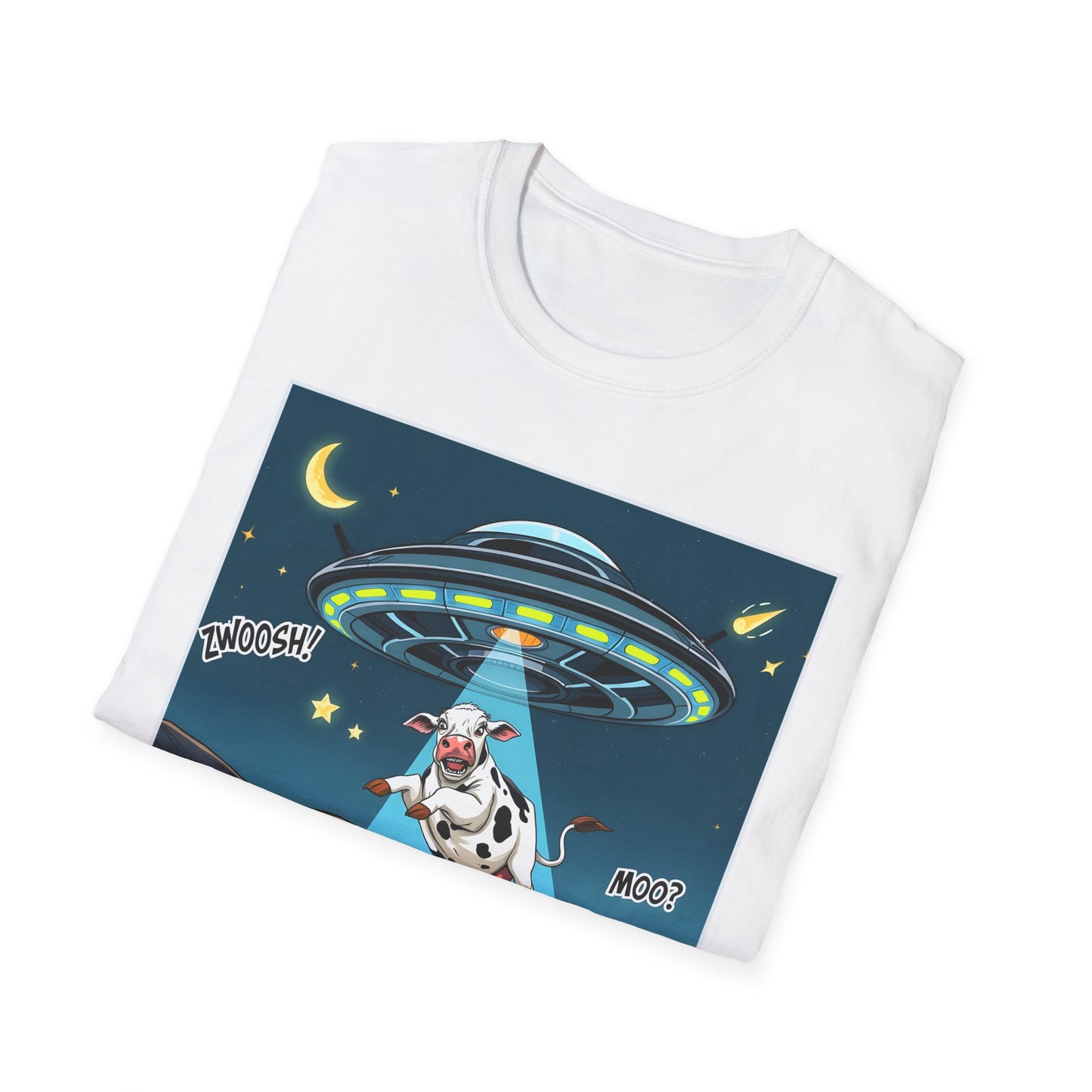 Got Milk? Cow UFO Unisex Softstyle T-Shirt – Fun Graphic Tee for Dairy Lovers, graphic tees, t-shirt, tshirt, graphic design, png