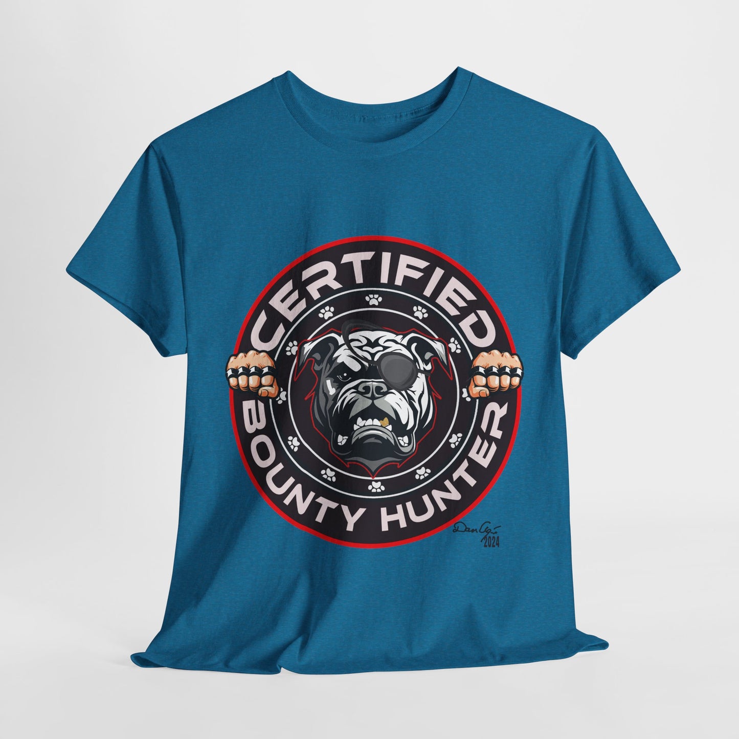 Certified Bounty Hunter, Unisex Heavy Cotton Tee, comedy, bulldog, print design, png, GraphicTees