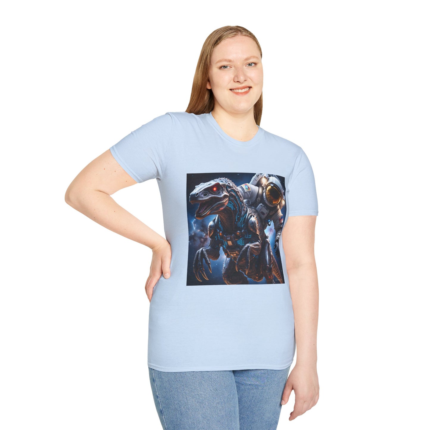 Space Dinosaur Unisex Softstyle T-Shirt, Fun Gift for Kids, Science Fiction Tee, Unique Graphic Shirt, Cool Outfit for Parties, t-shirt, tshirt, png