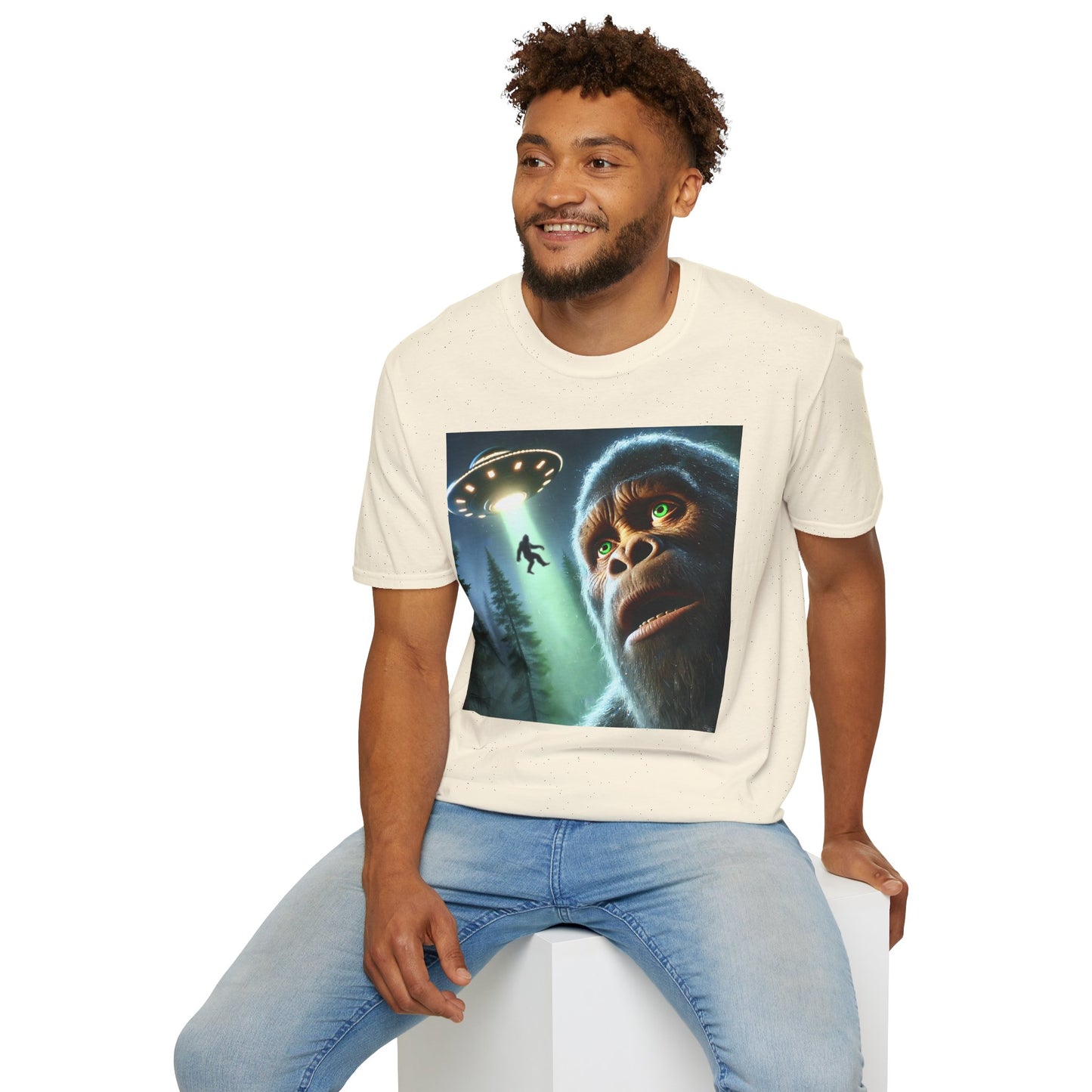 Bigfoot UFO Unisex T-Shirt, Funny Graphic Tee, Gift for Alien Lovers, Unique Summer Shirt, Casual Everyday Wear, t-shirt, tshirts, party