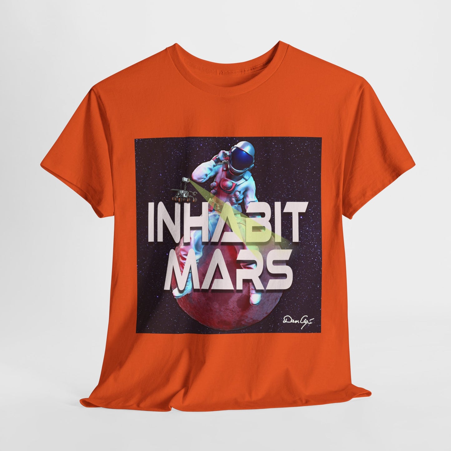 Inhabit Mars, Unisex Heavy Cotton Tee, Space, SpaceX, Universe, UFO, multiverse, graphic design, png, graphic design, t-shirts, tee