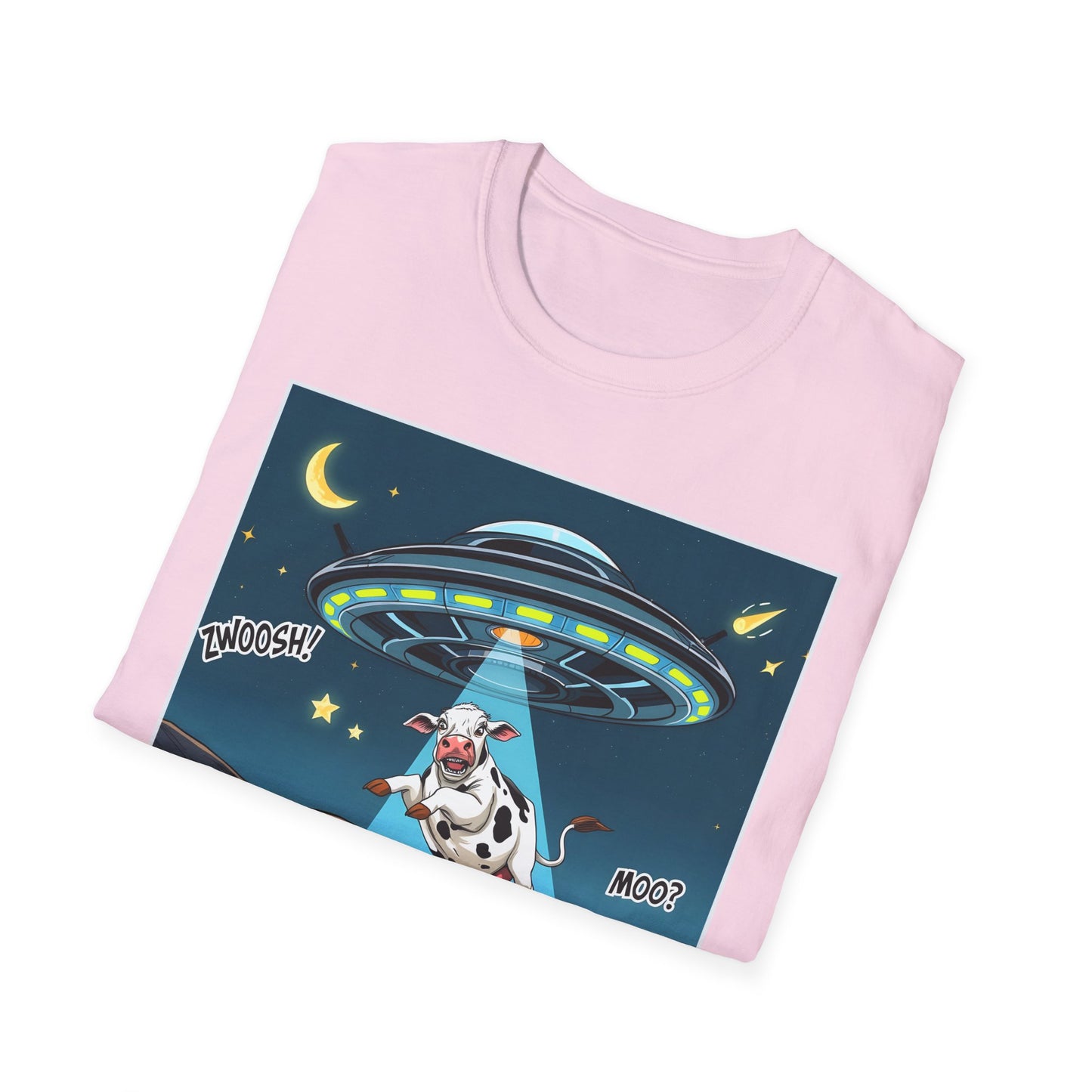 Got Milk? Cow UFO Unisex Softstyle T-Shirt – Fun Graphic Tee for Dairy Lovers, graphic tees, t-shirt, tshirt, graphic design, png