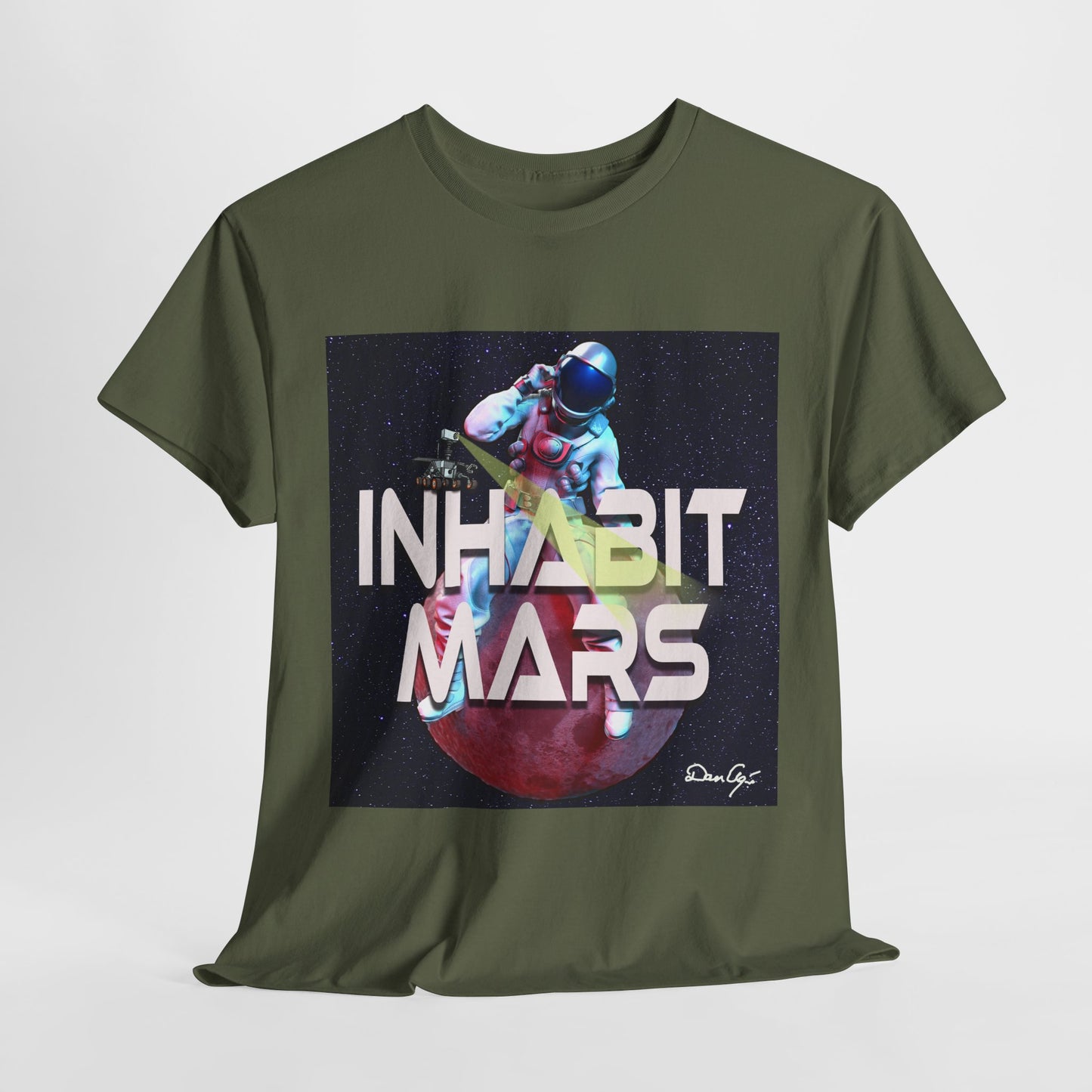 Inhabit Mars, Unisex Heavy Cotton Tee, Space, SpaceX, Universe, UFO, multiverse, graphic design, png, graphic design, t-shirts, tee