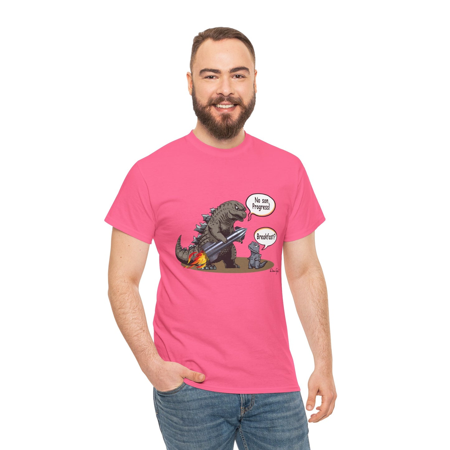 Godzilla, Son and SpaceX, Unisex Heavy Cotton Tee, print design, t-shirt, t-shirts, t-shirts, png, funny, cartoons, tee