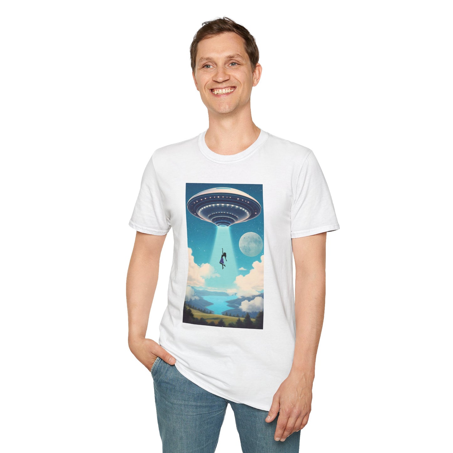 Cosmic Abduction Unisex T-Shirt | Space Alien Tee, UFO Graphic Shirt, Sci-Fi Fan Gift, Casual Style, Cool Vintage Look