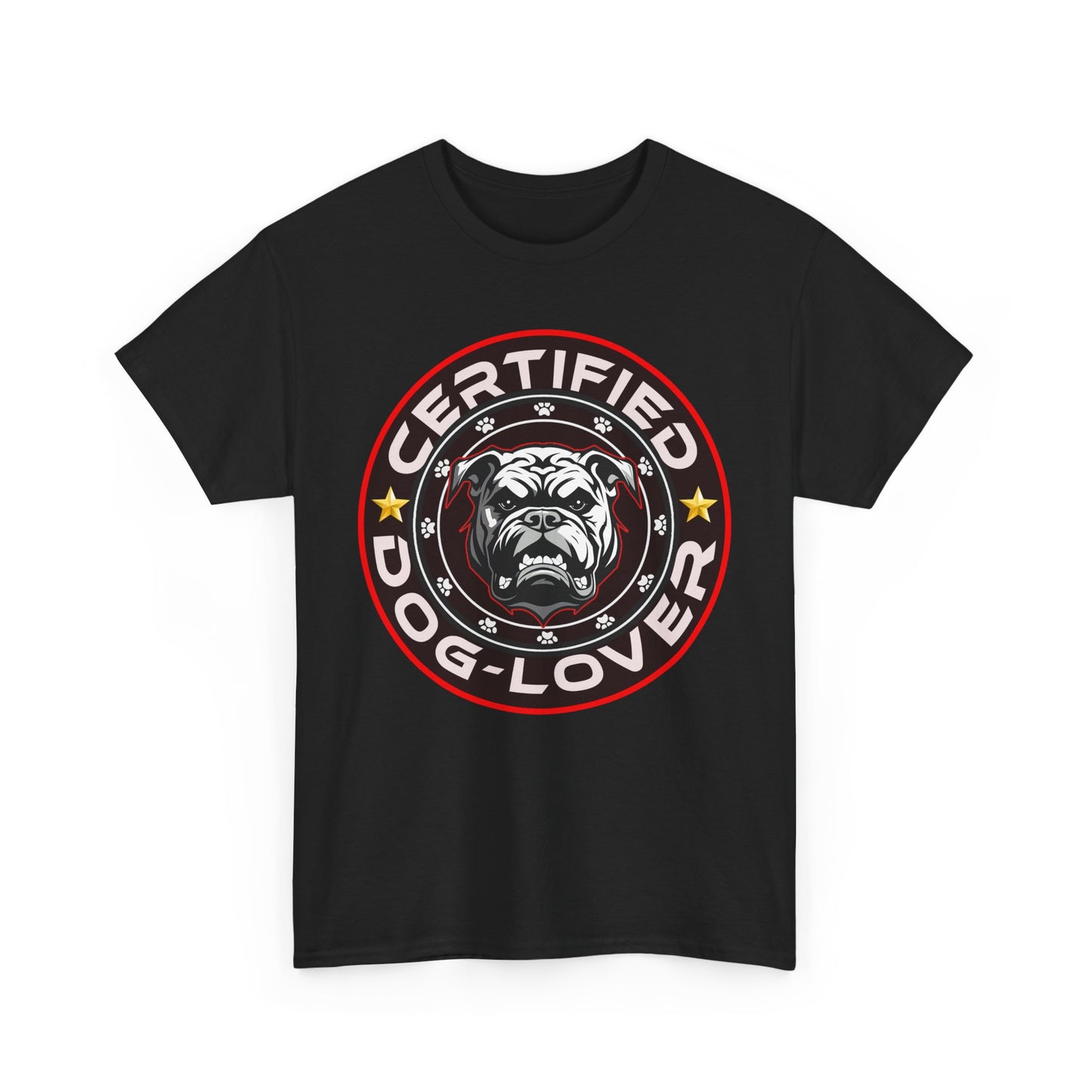 Certified Dog Lover Unisex Tee - Bulldog Print Design, GraphicTees, t-shirt, tshirt, png