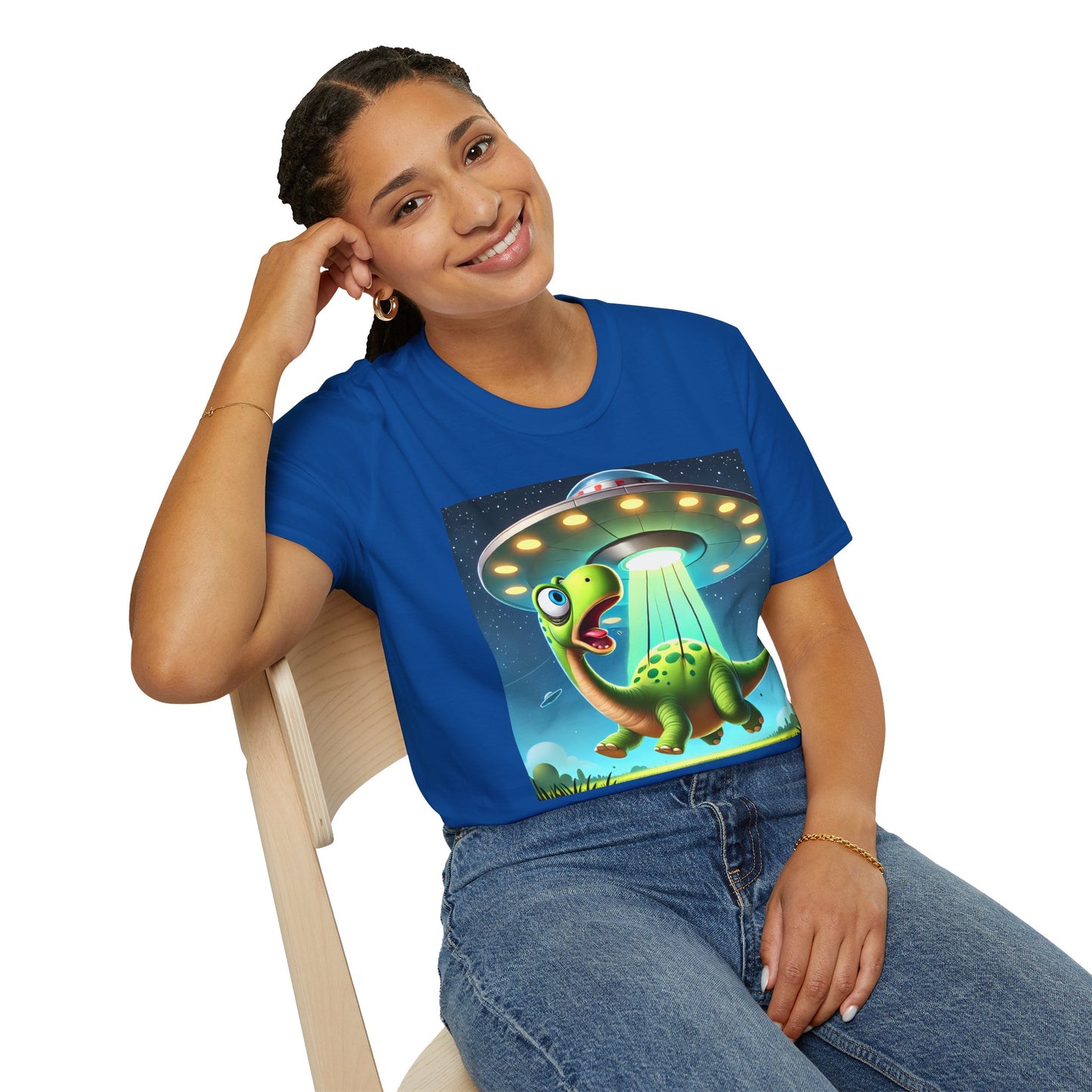 Cute Alien Dinosaur Unisex T-Shirt, Fun Graphic Tee, Kids & Adults, Space Theme, Playful Gift Idea, Birthday, Casual Wear