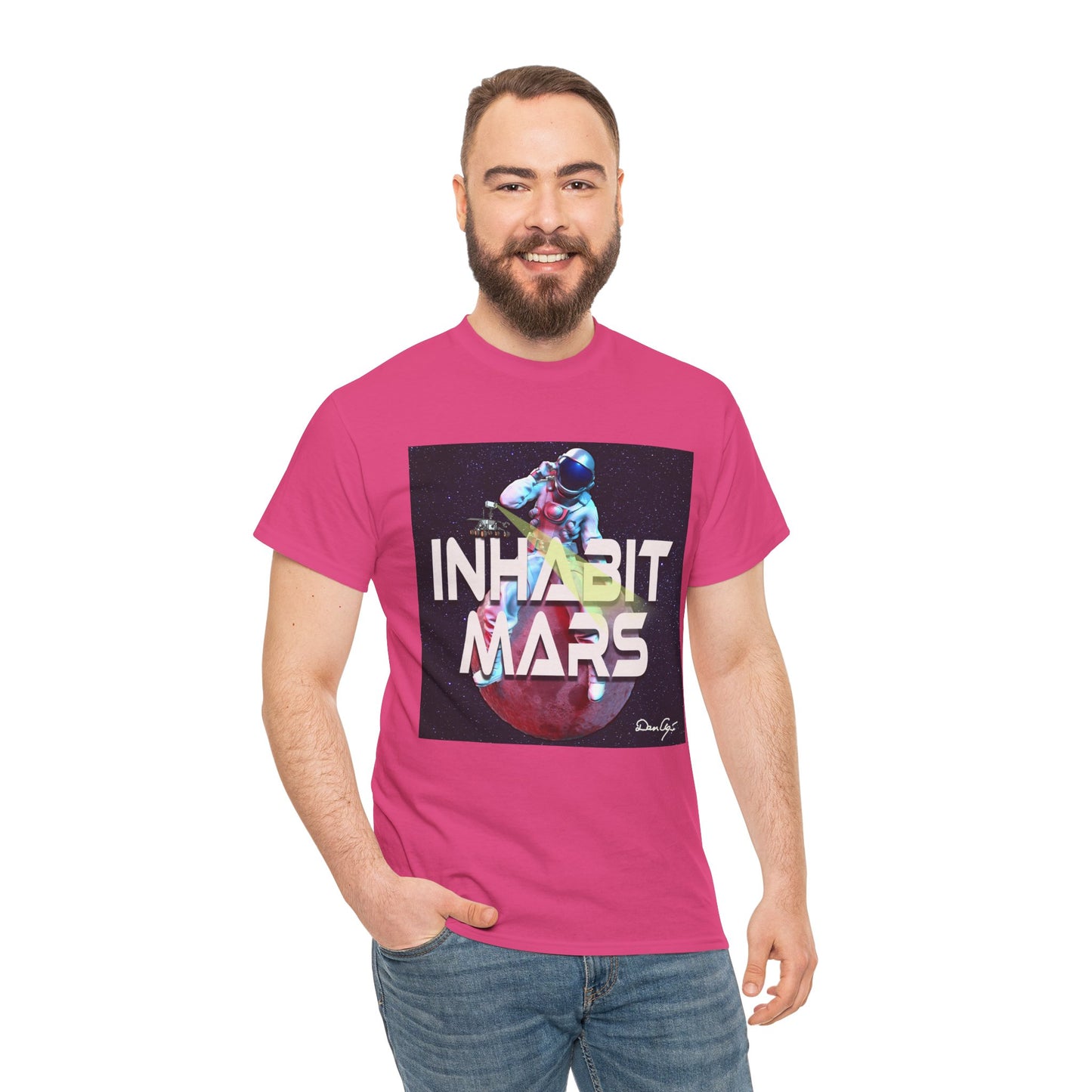 Inhabit Mars, Unisex Heavy Cotton Tee, Space, SpaceX, Universe, UFO, multiverse, graphic design, png, graphic design, t-shirts, tee