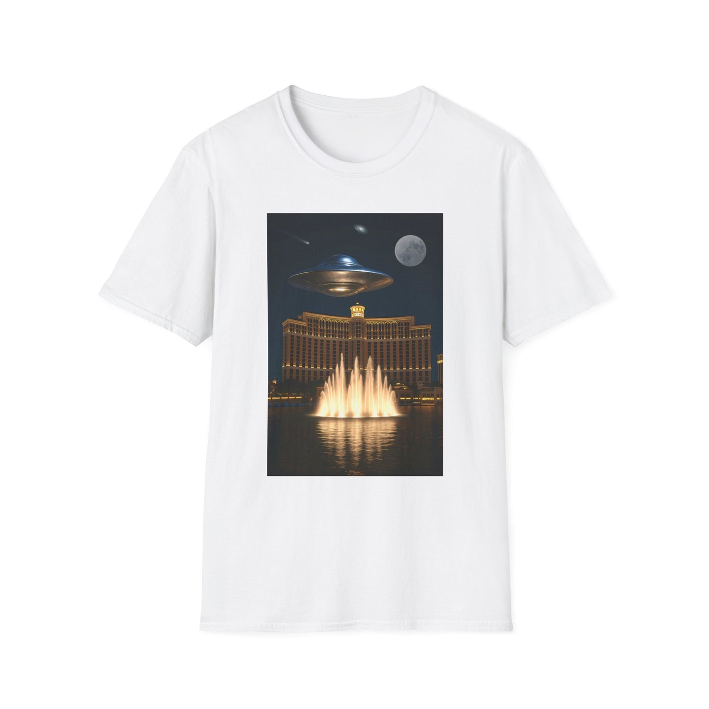 Cosmic Vibes Unisex T-Shirt - UFO & Moon Design, Relaxed Fit Tee for Space Lovers, Gift for Sci-Fi Fans, Casual Wear, Everyday Essentials, t-shirt, tshirt, png