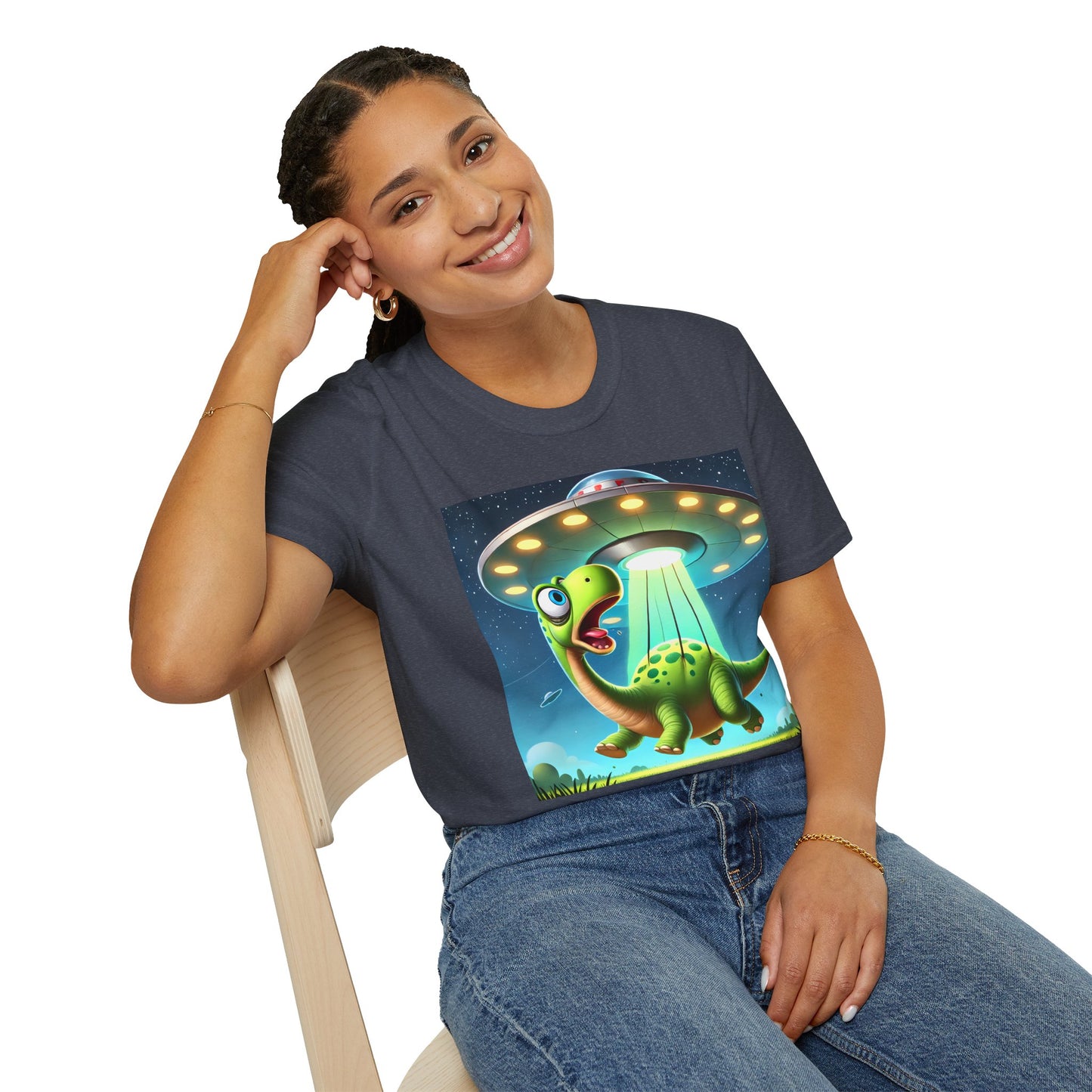 Cute Alien Dinosaur Unisex T-Shirt, Fun Graphic Tee, Kids & Adults, Space Theme, Playful Gift Idea, Birthday, Casual Wear