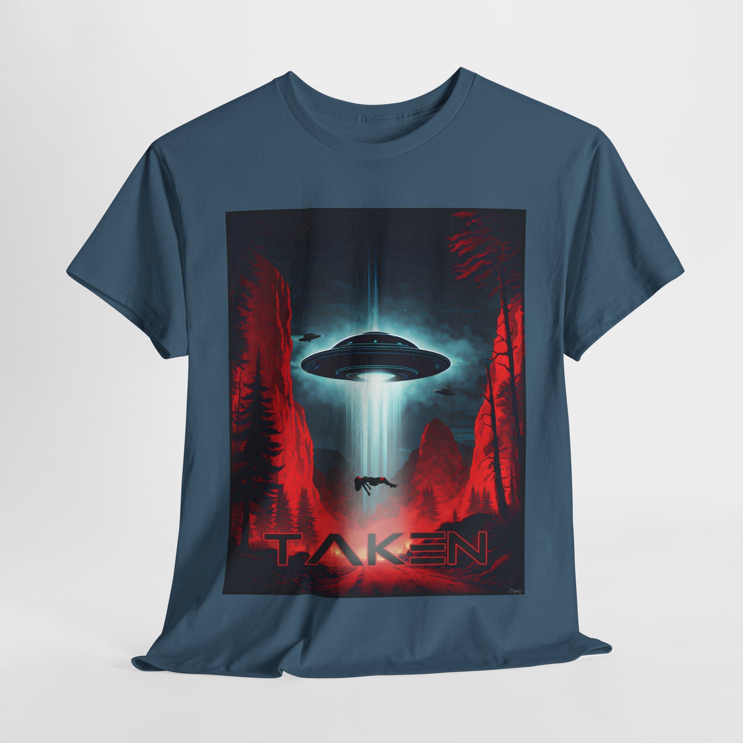 Taken, Unisex Heavy Cotton Tee, UFO inspired t-shirt, graphic design, art, png, t-shirts, tshirts, tee