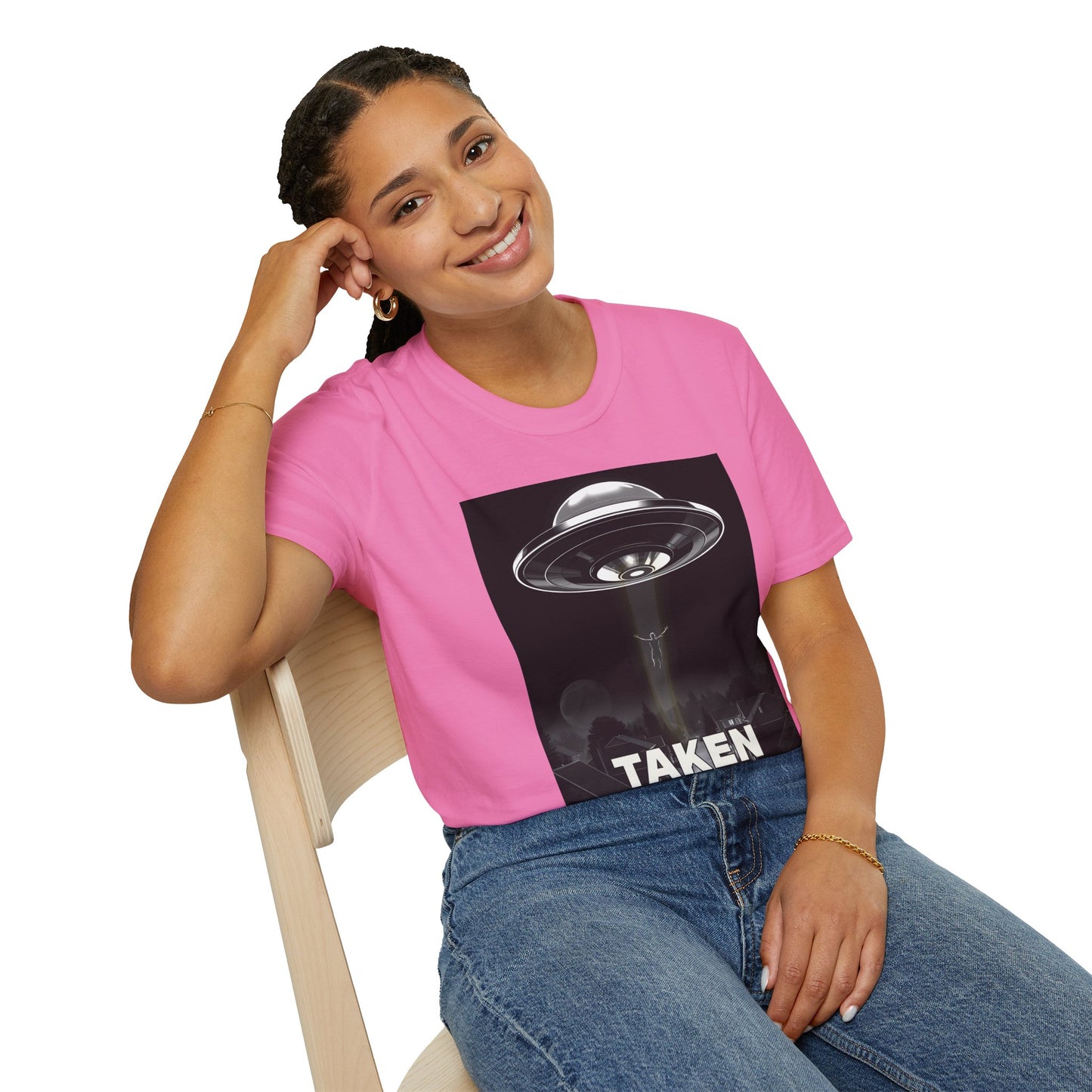 Taken 3, Alien Theme Unisex Softstyle T-Shirt, Fun Graphic Tee for UFO Lovers, Great for Casual Wear, Gifts for Sci-Fi Fans, Cool Shirt