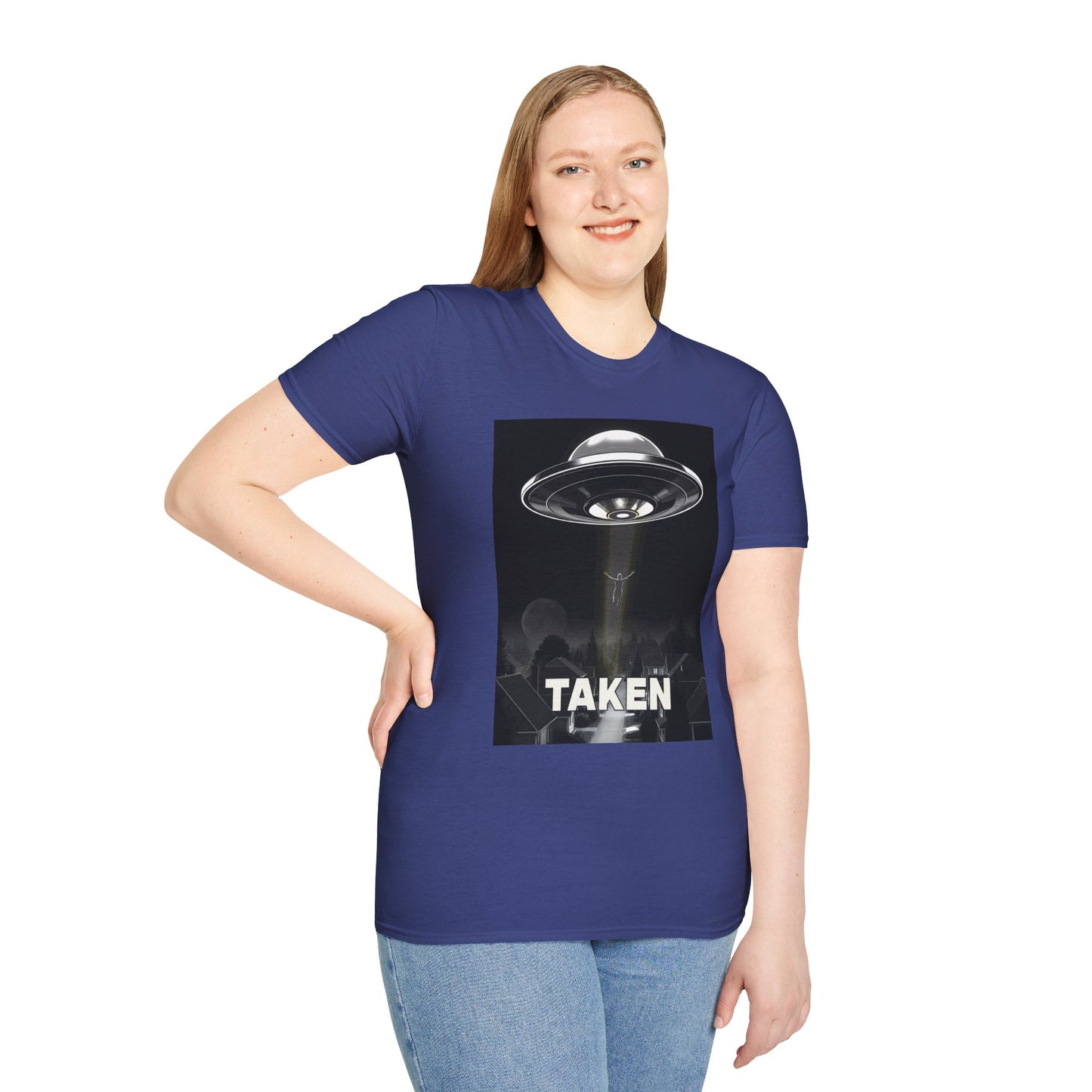 Taken 3, Alien Theme Unisex Softstyle T-Shirt, Fun Graphic Tee for UFO Lovers, Great for Casual Wear, Gifts for Sci-Fi Fans, Cool Shirt