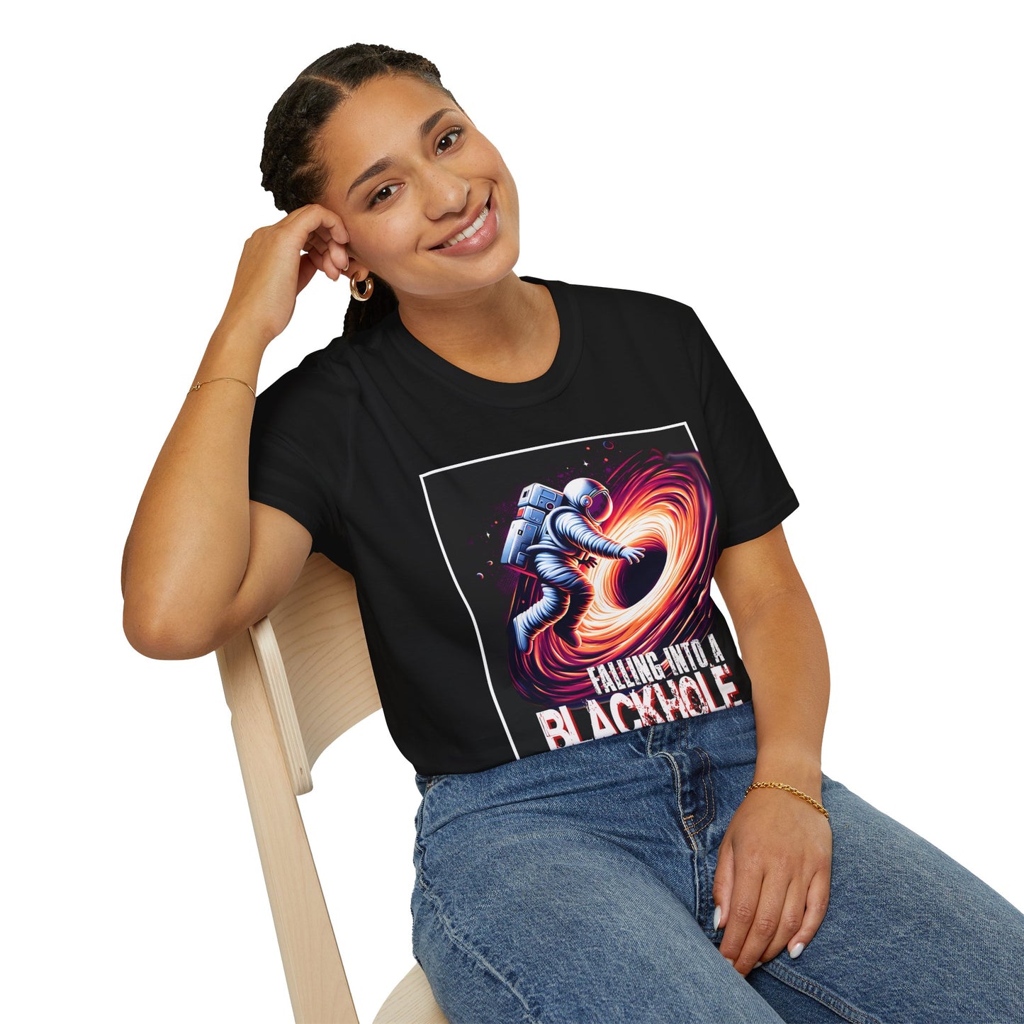 Falling Into a Blackhole Unisex Softstyle, T-Shirt, Space Lover Gift, Sci-Fi Tee, Astronomy Shirt, Creative Graphic T-Shirt, Gift Astronaut