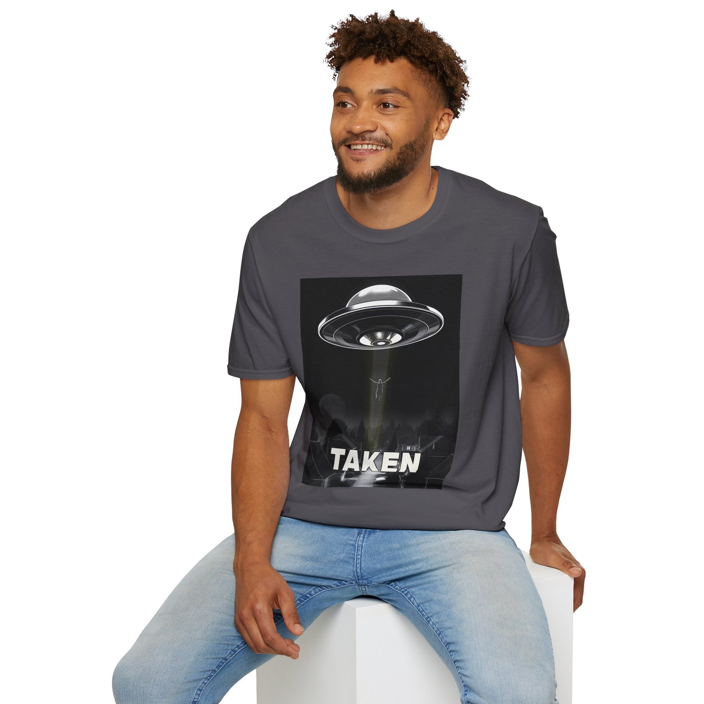 Taken 3, Alien Theme Unisex Softstyle T-Shirt, Fun Graphic Tee for UFO Lovers, Great for Casual Wear, Gifts for Sci-Fi Fans, Cool Shirt