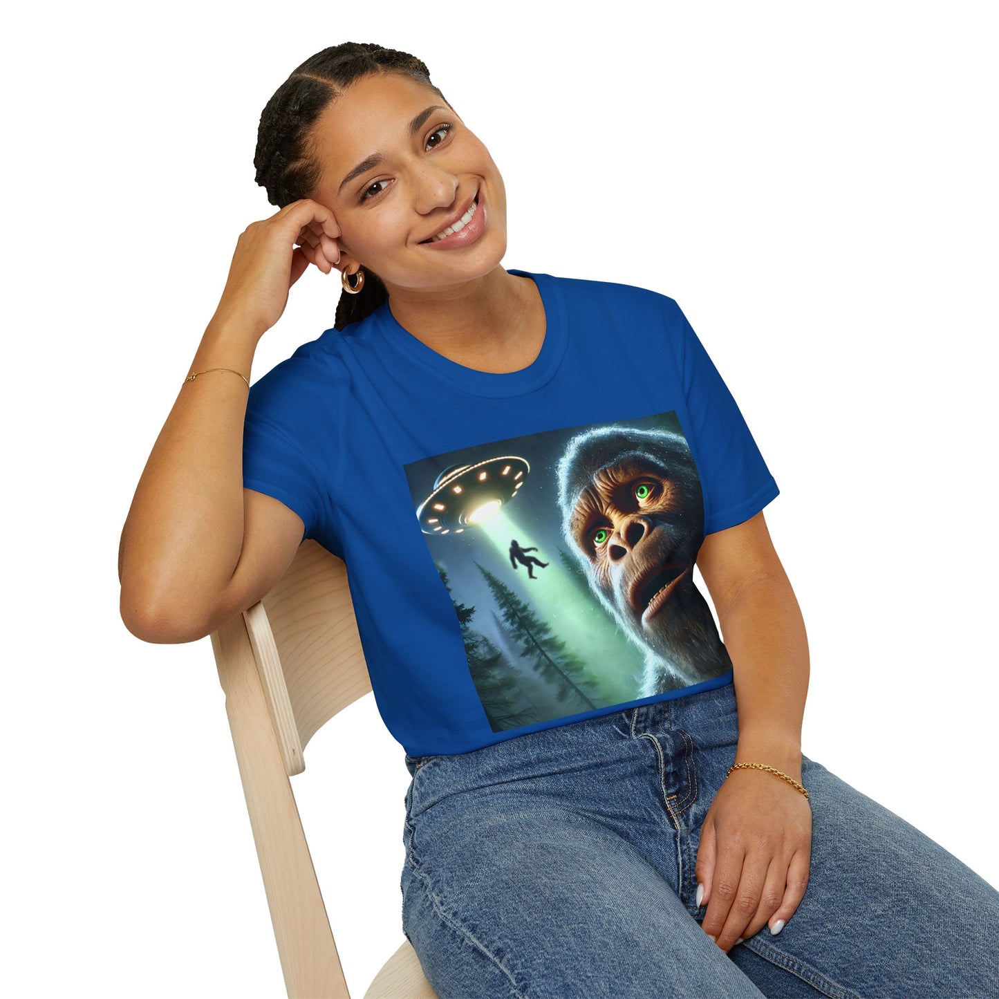 Bigfoot UFO Unisex T-Shirt, Funny Graphic Tee, Gift for Alien Lovers, Unique Summer Shirt, Casual Everyday Wear, t-shirt, tshirts, party
