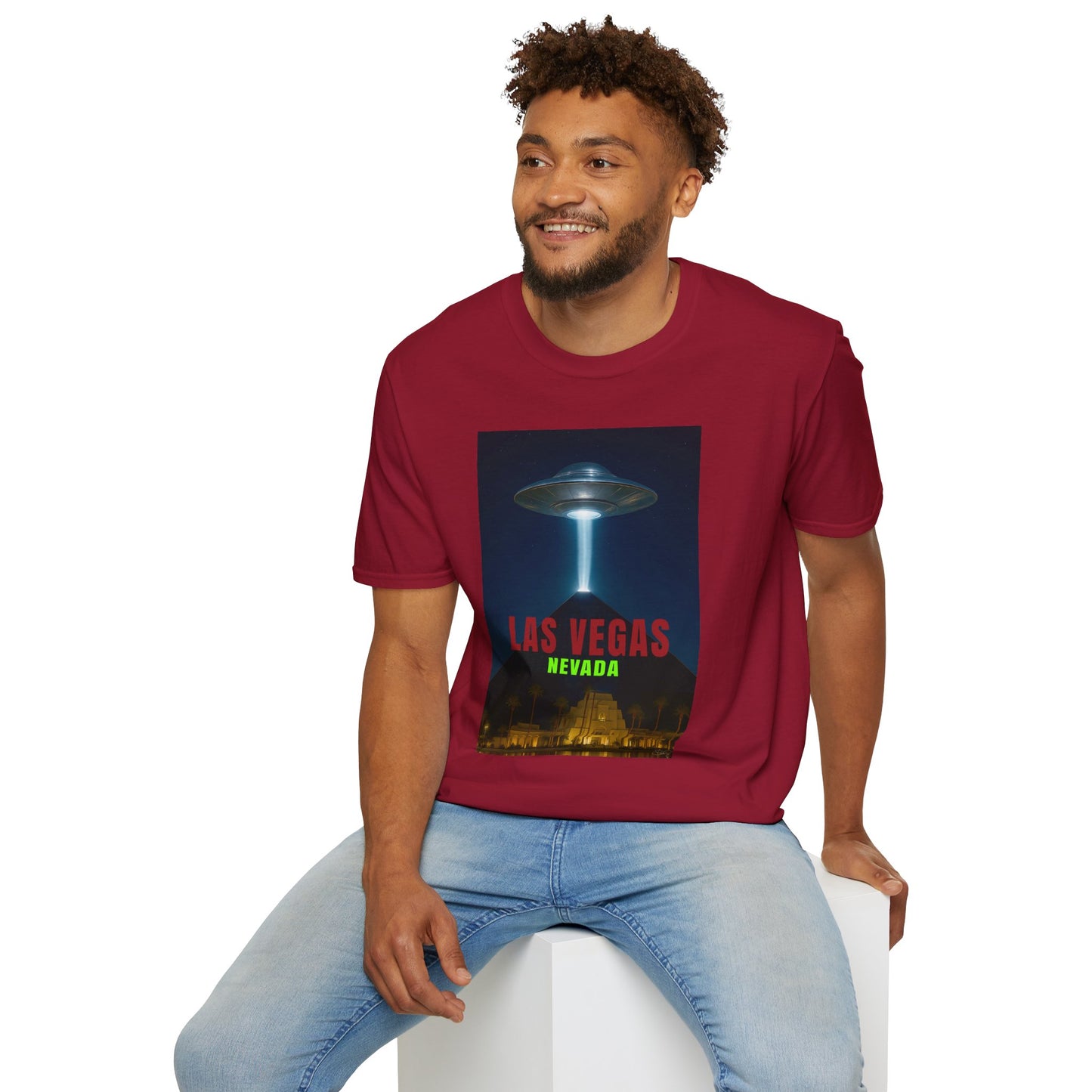 Luxor UFO, Las Vegas UFO Unisex Softstyle T-Shirt - Retro Nevada Design, graphic design, t-shirts, tshirts, tees, GraphicTees, png
