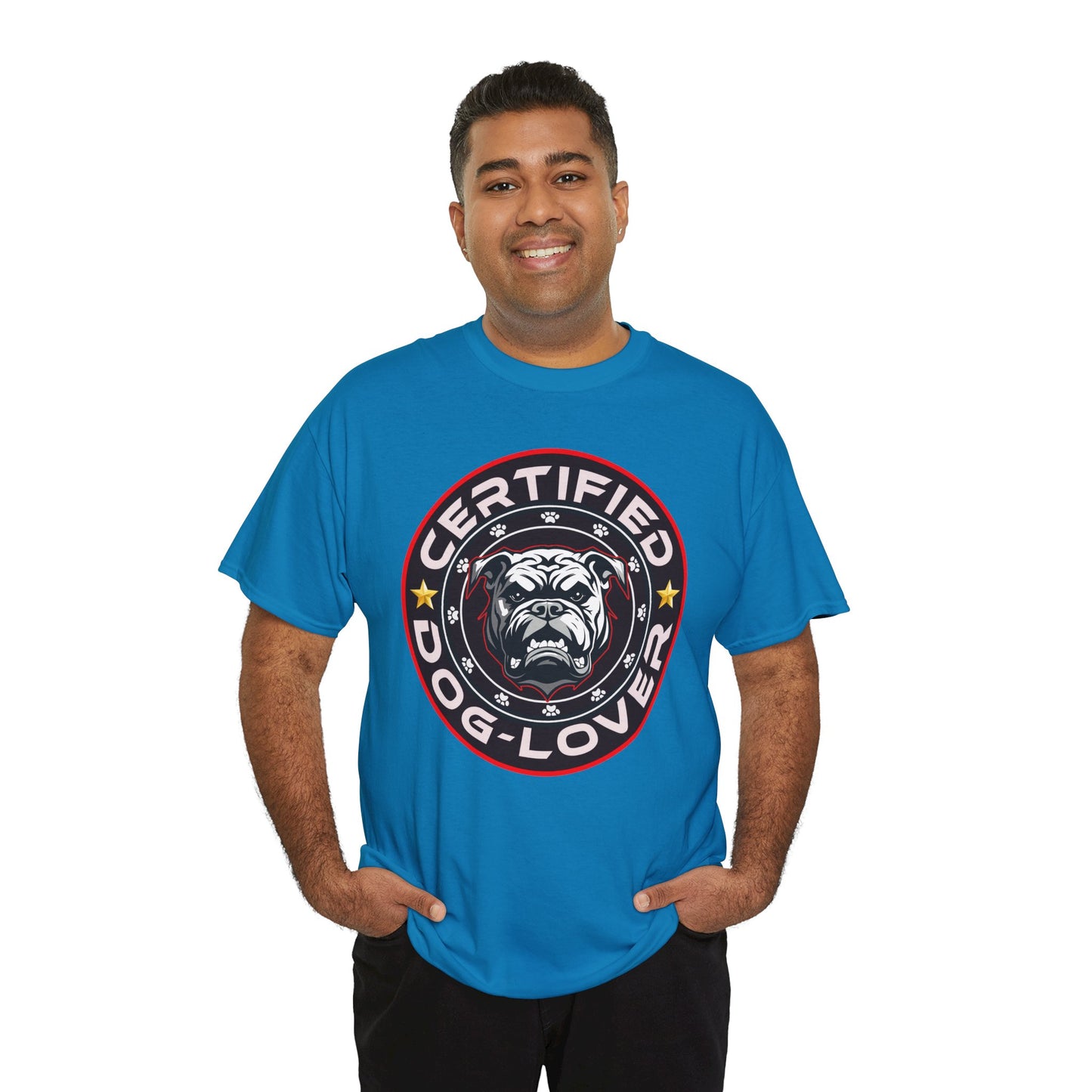 Certified Dog Lover Unisex Tee - Bulldog Print Design, GraphicTees, t-shirt, tshirt, png
