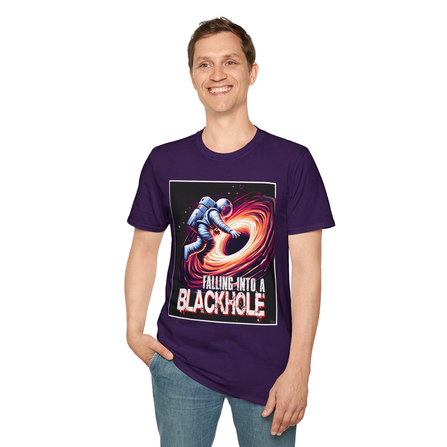 Falling Into a Blackhole Unisex Softstyle, T-Shirt, Space Lover Gift, Sci-Fi Tee, Astronomy Shirt, Creative Graphic T-Shirt, Gift Astronaut