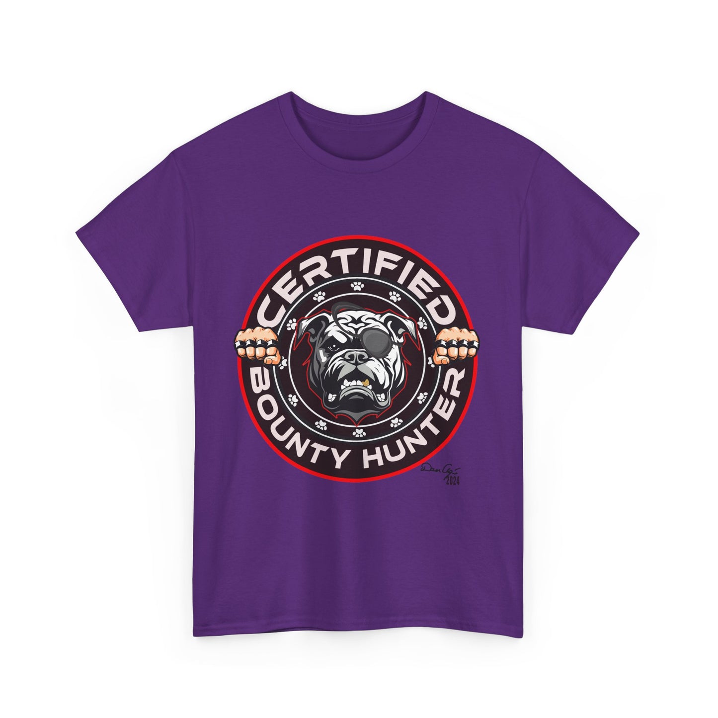 Certified Bounty Hunter, Unisex Heavy Cotton Tee, comedy, bulldog, print design, png, GraphicTees