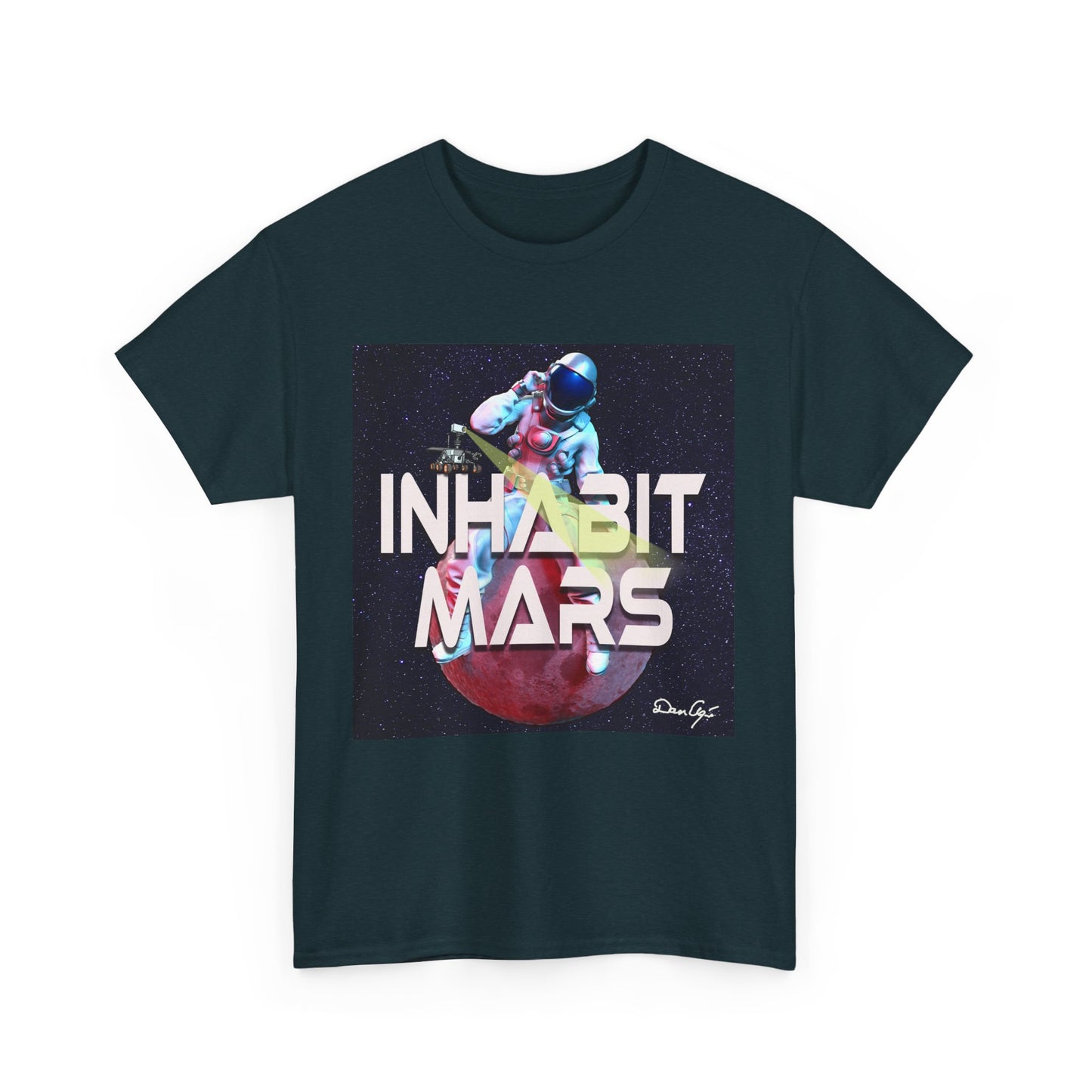 Inhabit Mars, Unisex Heavy Cotton Tee, Space, SpaceX, Universe, UFO, multiverse, graphic design, png, graphic design, t-shirts, tee