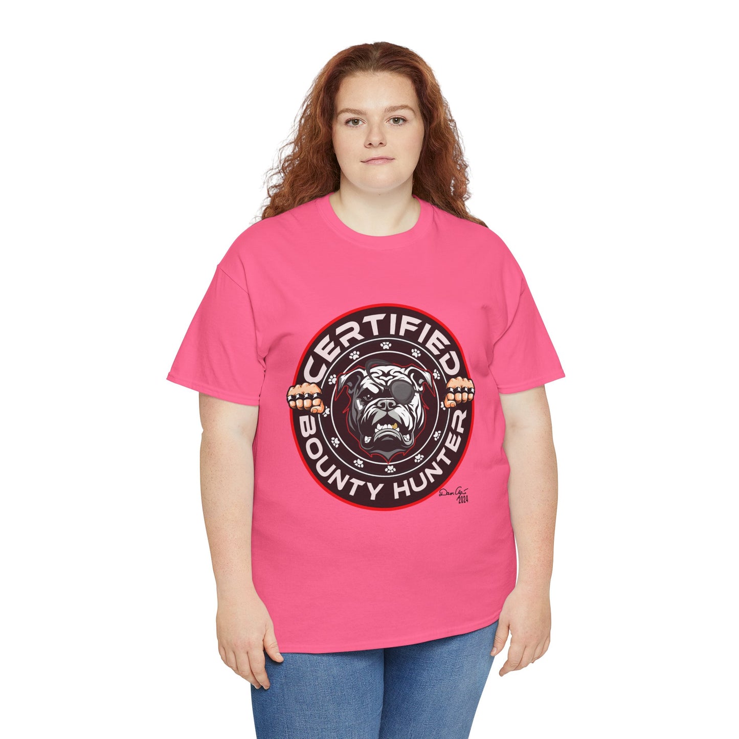 Certified Bounty Hunter, Unisex Heavy Cotton Tee, comedy, bulldog, print design, png, GraphicTees