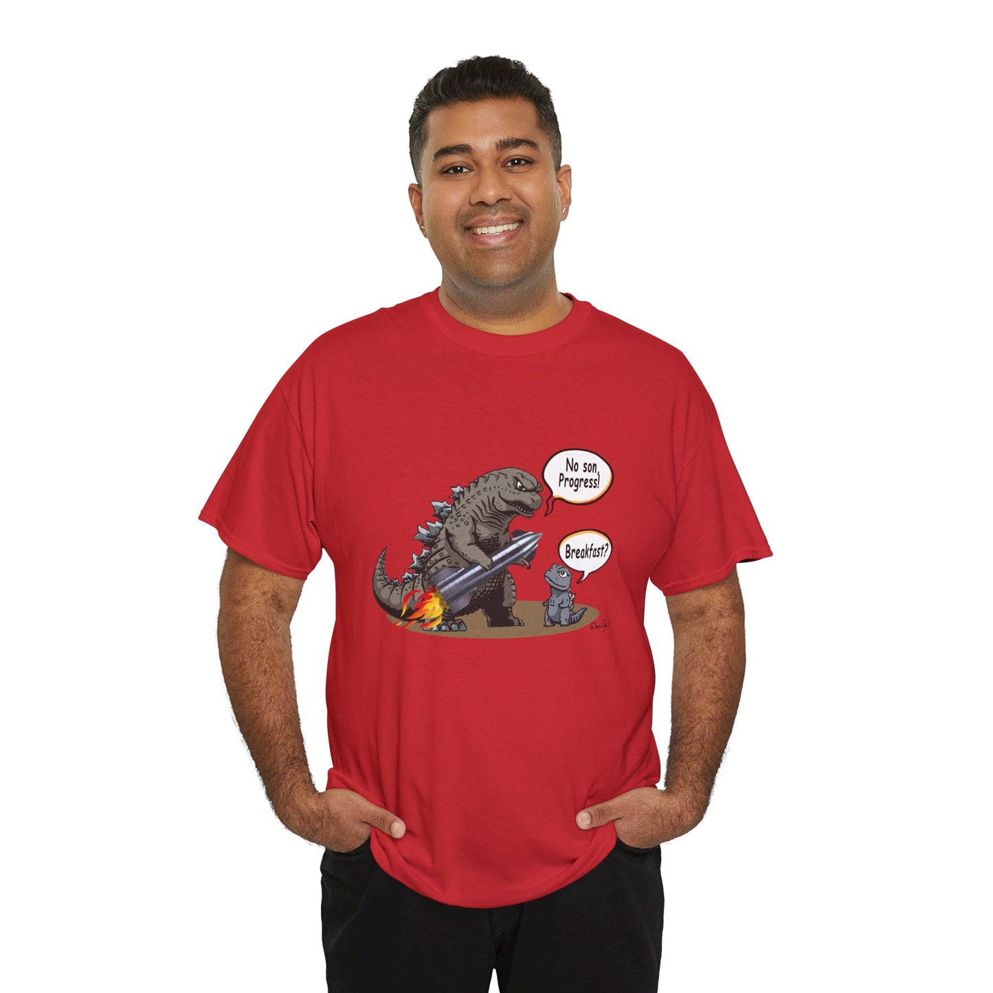 Godzilla, Son and SpaceX, Unisex Heavy Cotton Tee, print design, t-shirt, t-shirts, t-shirts, png, funny, cartoons, tee