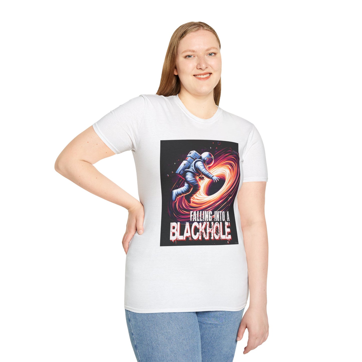Falling Into a Blackhole Unisex Softstyle, T-Shirt, Space Lover Gift, Sci-Fi Tee, Astronomy Shirt, Creative Graphic T-Shirt, Gift Astronaut