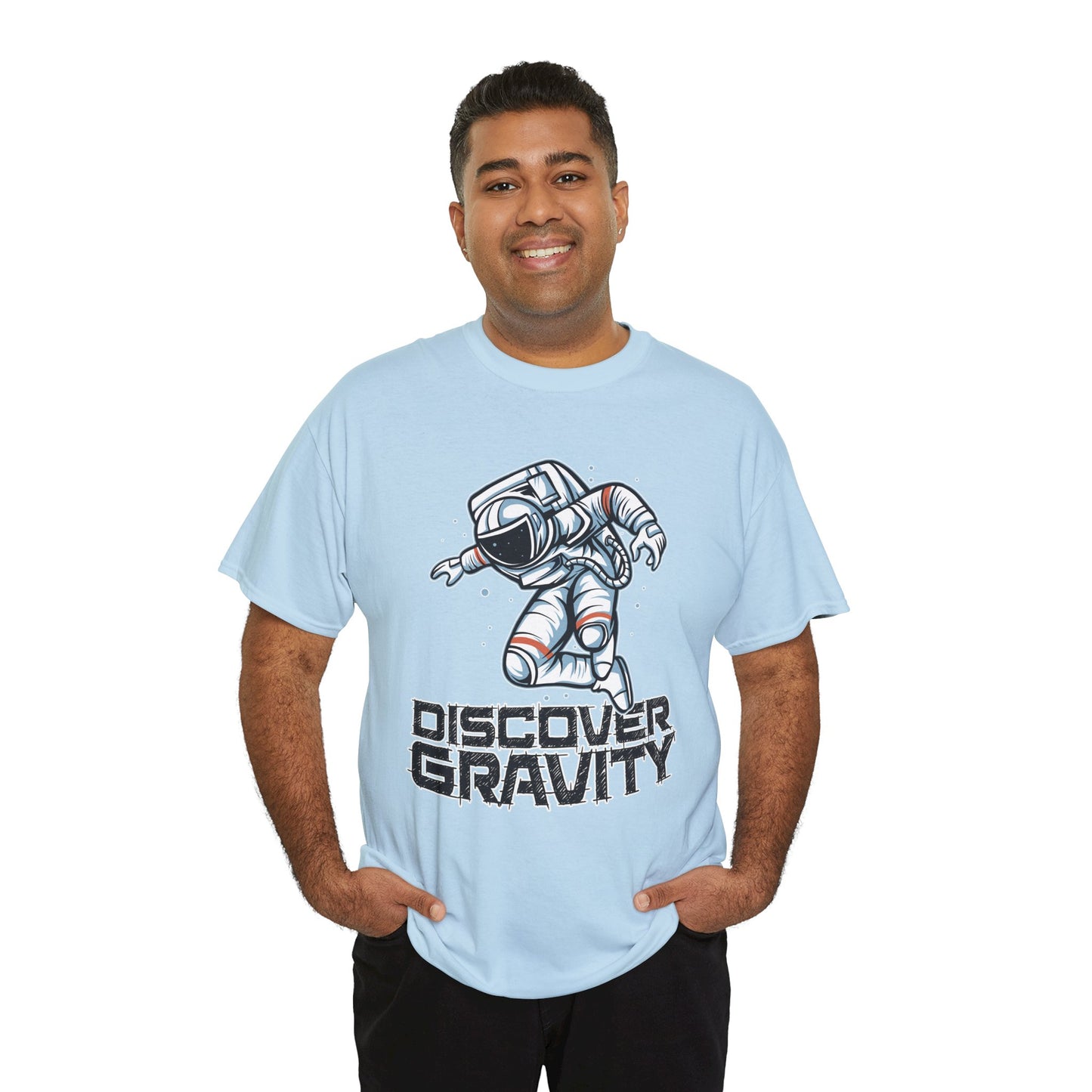 Discover Gravity. Unisex Heavy Cotton Tee - Fun Astronaut, Astronomy Graphic Tee - Unisex graphic design, png Express Delivery available