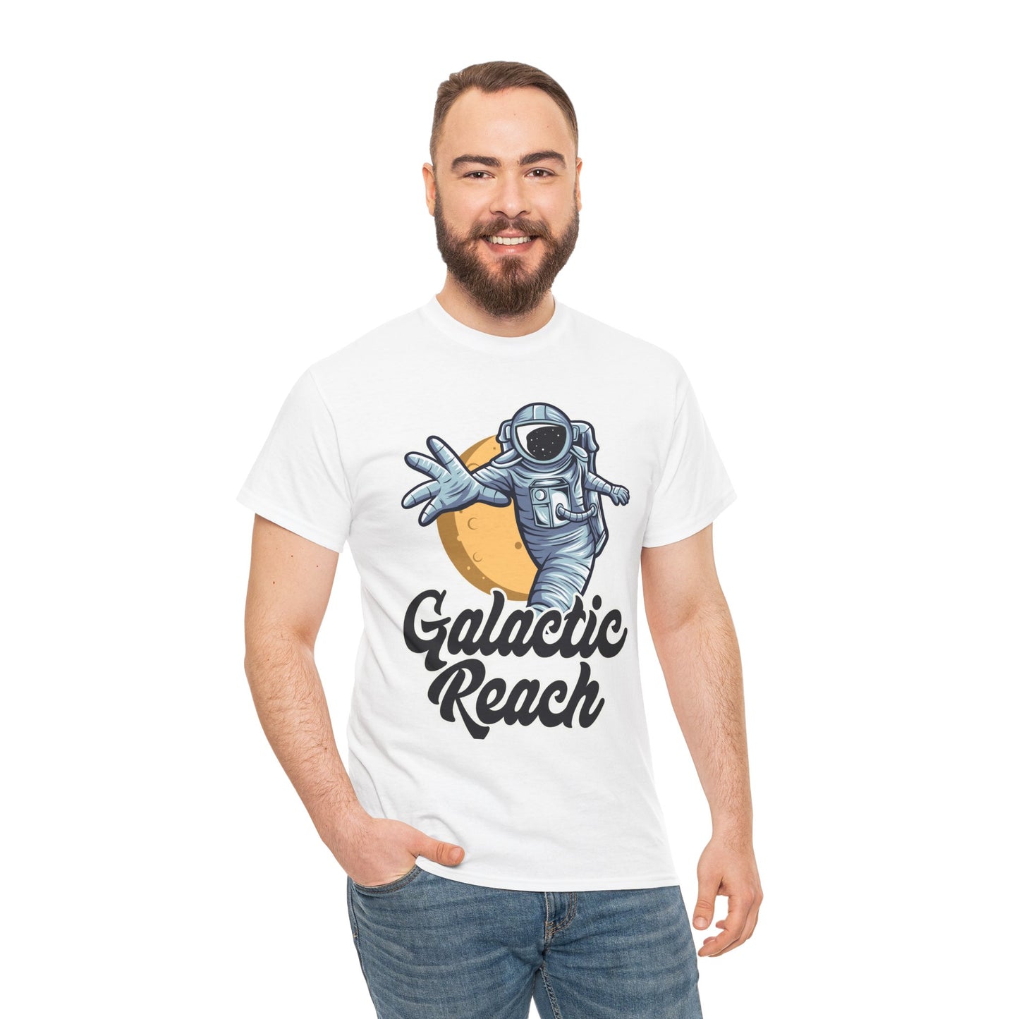 Galactic Reach, Astronaut, Unisex Heavy Cotton Tee, Express Delivery available, graphic design, png