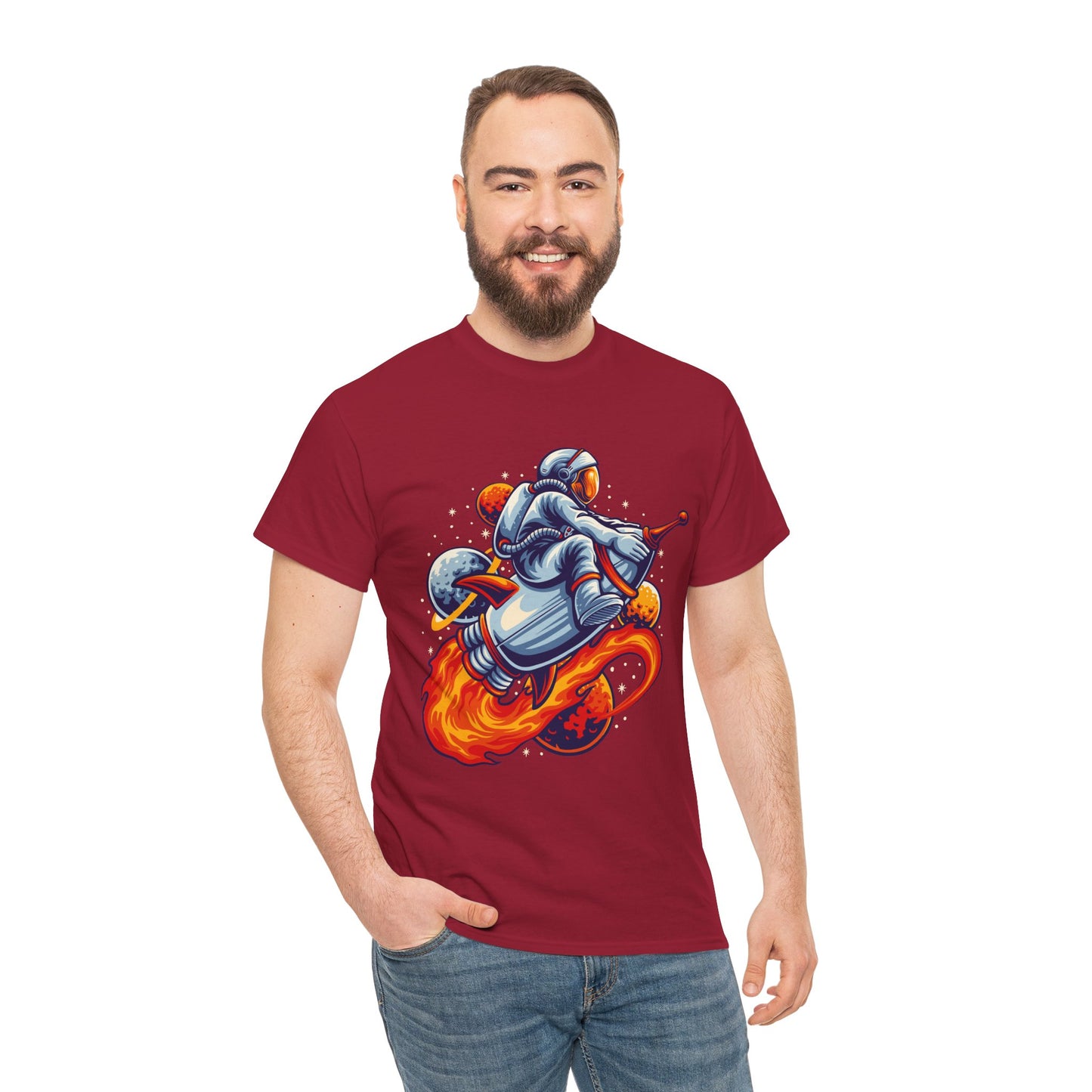 Retro Space Explorer Unisex Heavy Cotton Tee, graphic designed, tees, t-shirt, t-shirts, png