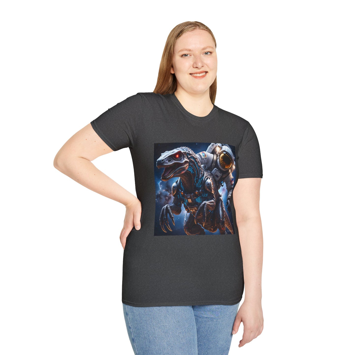 Space Dinosaur Unisex Softstyle T-Shirt, Fun Gift for Kids, Science Fiction Tee, Unique Graphic Shirt, Cool Outfit for Parties, t-shirt, tshirt, png