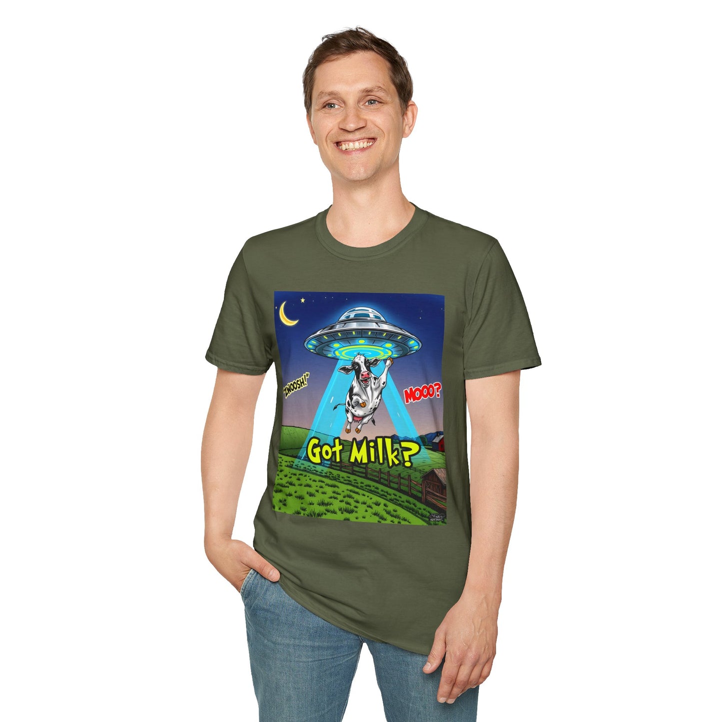 Got Milk? Funny Unisex Softstyle T-Shirt, Humorous Tee, Perfect for Cow Lovers, Milking Day, Farm-themed Gifts, Quirky Apparel, graphic