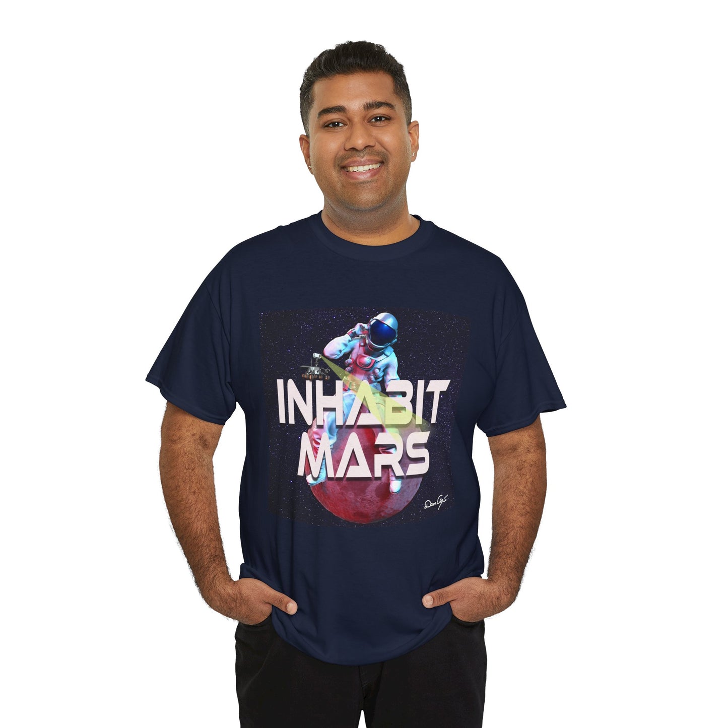 Inhabit Mars, Unisex Heavy Cotton Tee, Space, SpaceX, Universe, UFO, multiverse, graphic design, png, graphic design, t-shirts, tee