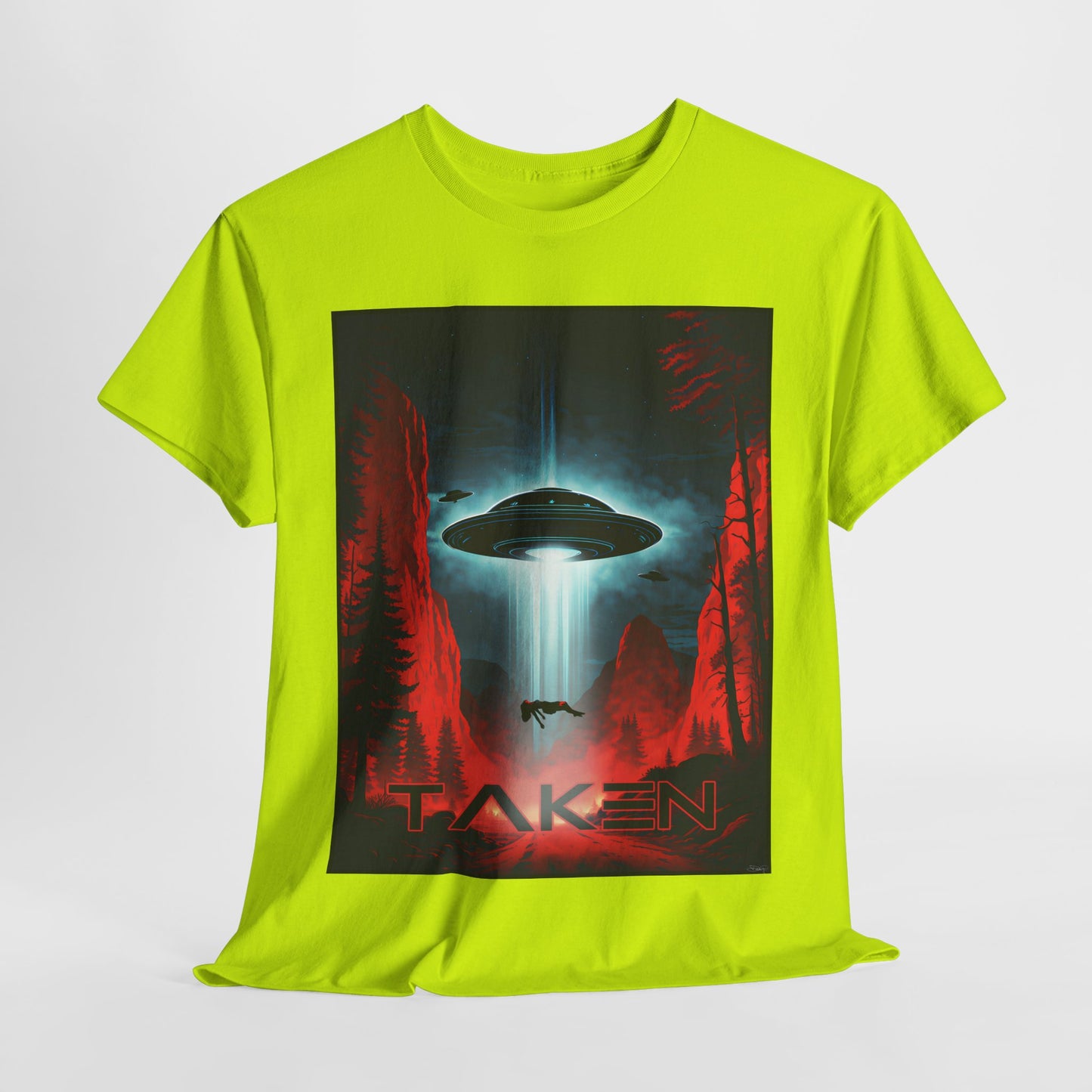 Taken, Unisex Heavy Cotton Tee, UFO inspired t-shirt, graphic design, art, png, t-shirts, tshirts, tee