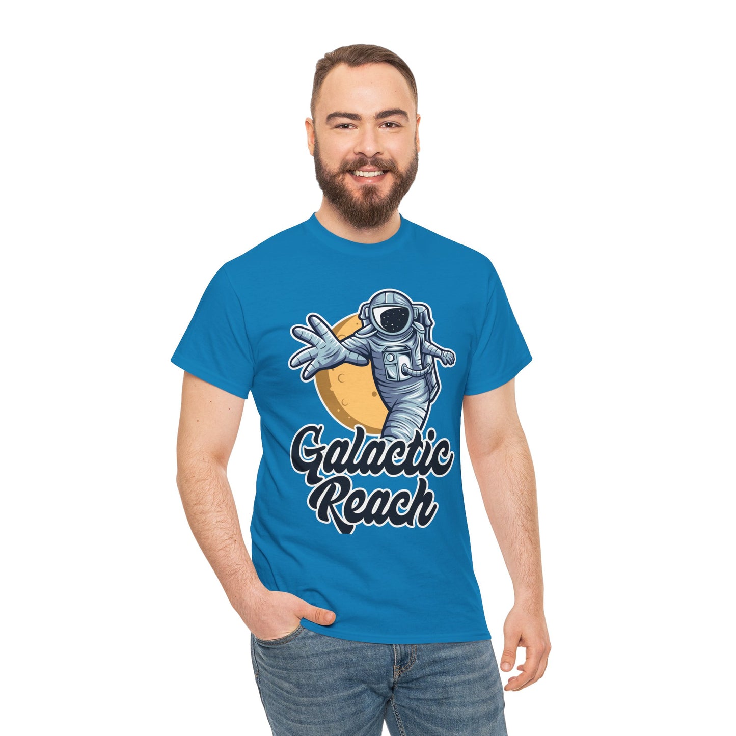 Galactic Reach, Astronaut, Unisex Heavy Cotton Tee, Express Delivery available, graphic design, png