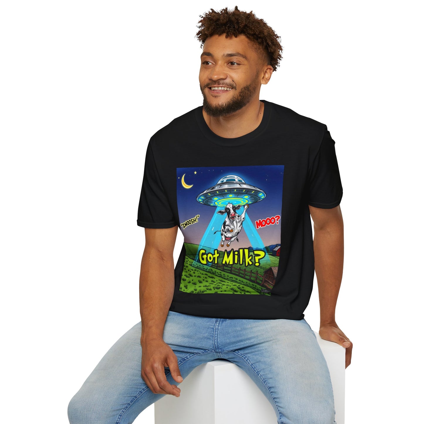 Got Milk? Funny Unisex Softstyle T-Shirt, Humorous Tee, Perfect for Cow Lovers, Milking Day, Farm-themed Gifts, Quirky Apparel, graphic
