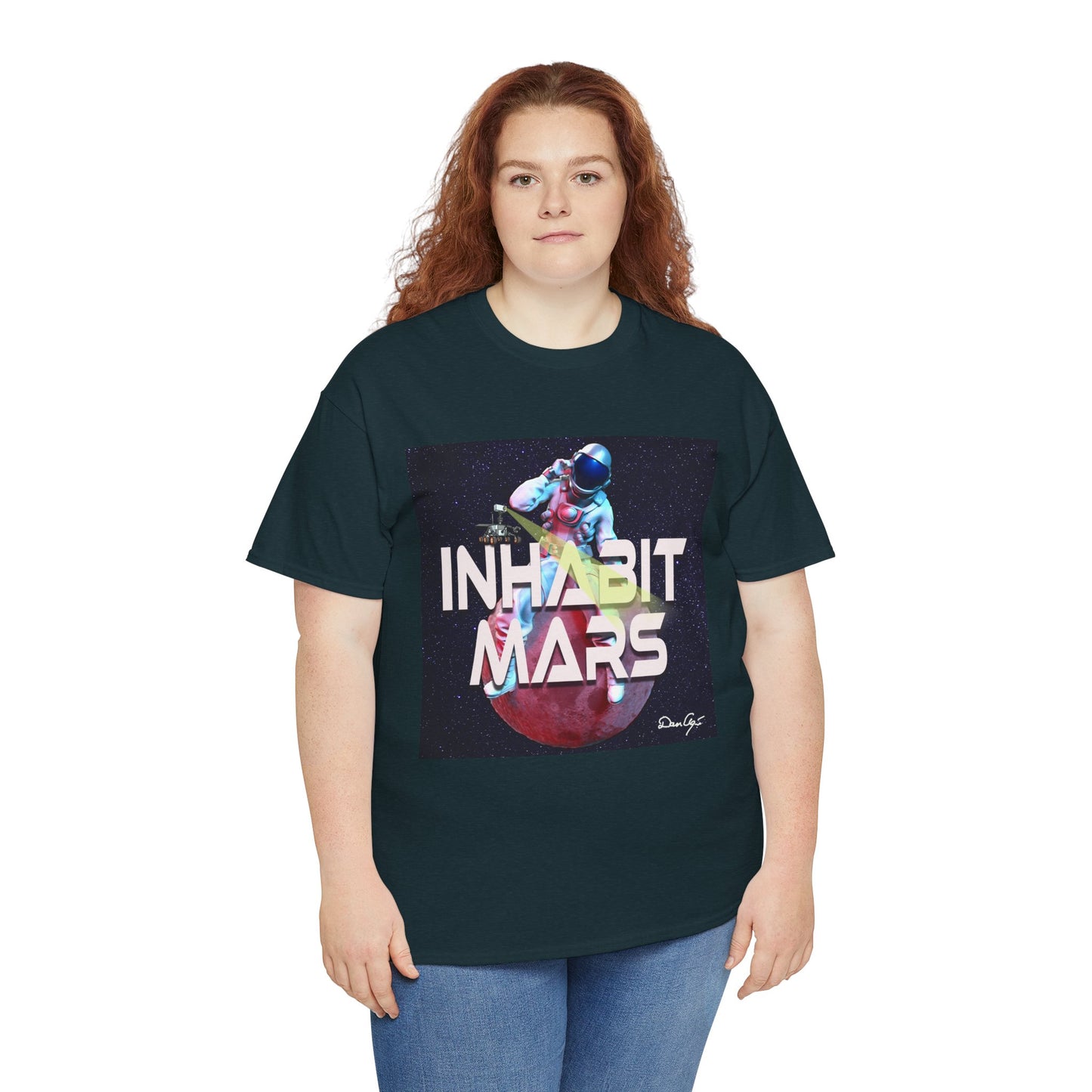 Inhabit Mars, Unisex Heavy Cotton Tee, Space, SpaceX, Universe, UFO, multiverse, graphic design, png, graphic design, t-shirts, tee