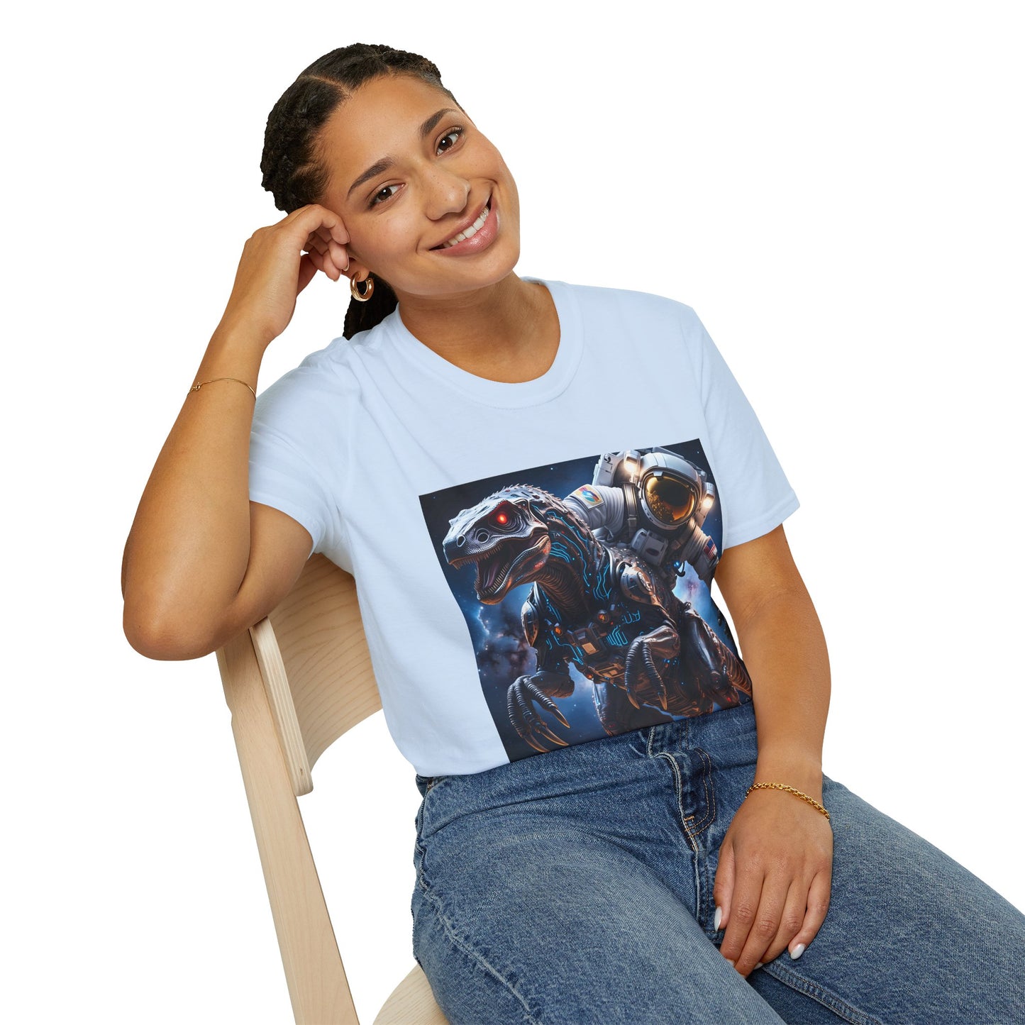 Space Dinosaur Unisex Softstyle T-Shirt, Fun Gift for Kids, Science Fiction Tee, Unique Graphic Shirt, Cool Outfit for Parties, t-shirt, tshirt, png
