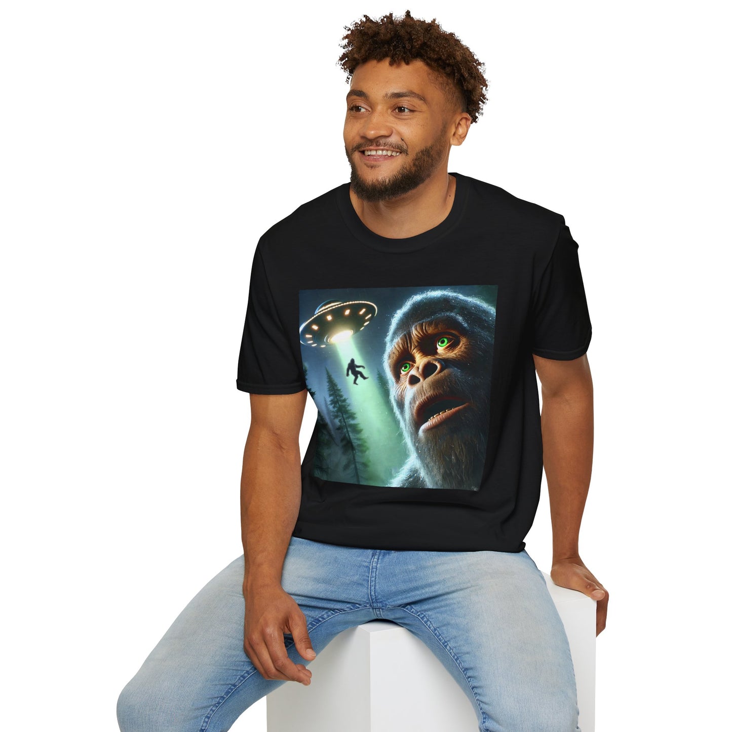 Bigfoot UFO Unisex T-Shirt, Funny Graphic Tee, Gift for Alien Lovers, Unique Summer Shirt, Casual Everyday Wear, t-shirt, tshirts, party