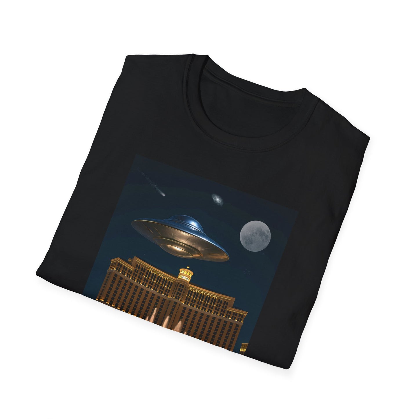 Cosmic Vibes Unisex T-Shirt - UFO & Moon Design, Relaxed Fit Tee for Space Lovers, Gift for Sci-Fi Fans, Casual Wear, Everyday Essentials, t-shirt, tshirt, png