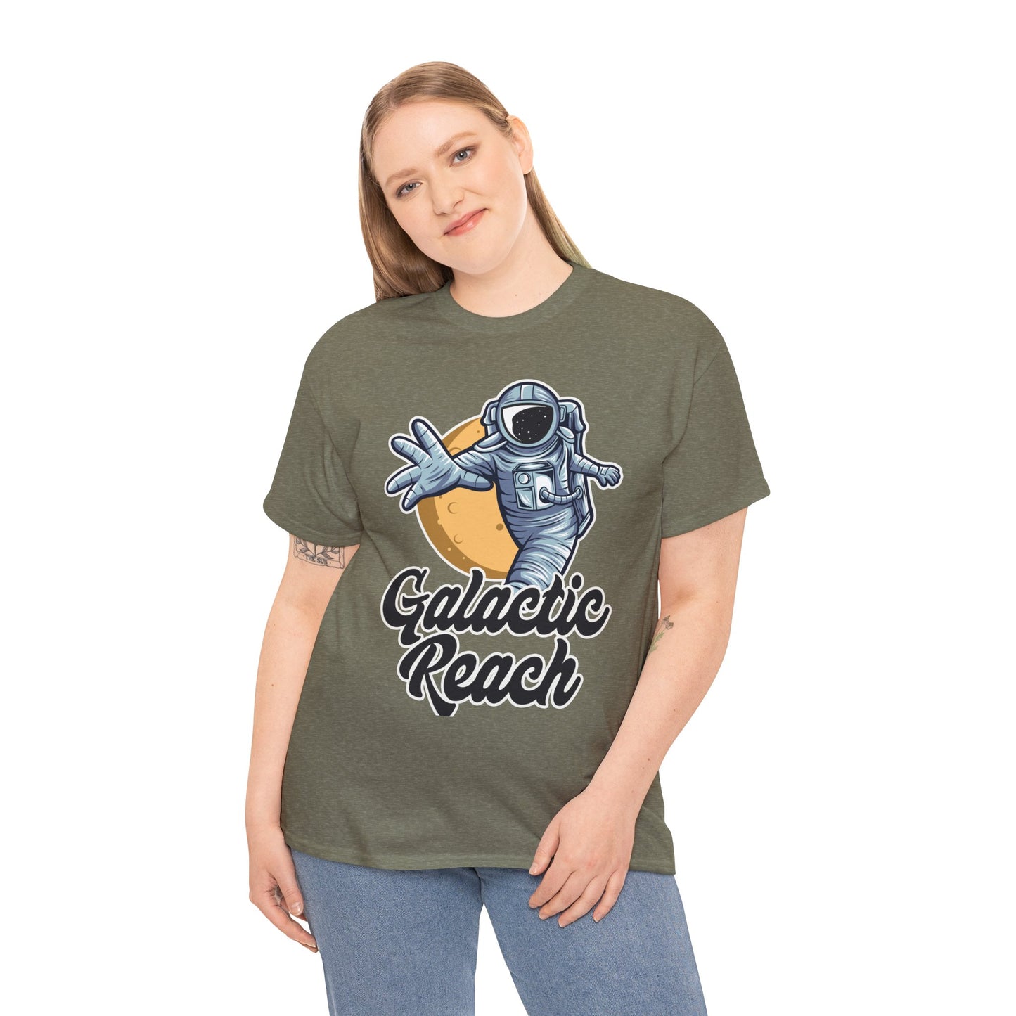 Galactic Reach, Astronaut, Unisex Heavy Cotton Tee, Express Delivery available, graphic design, png