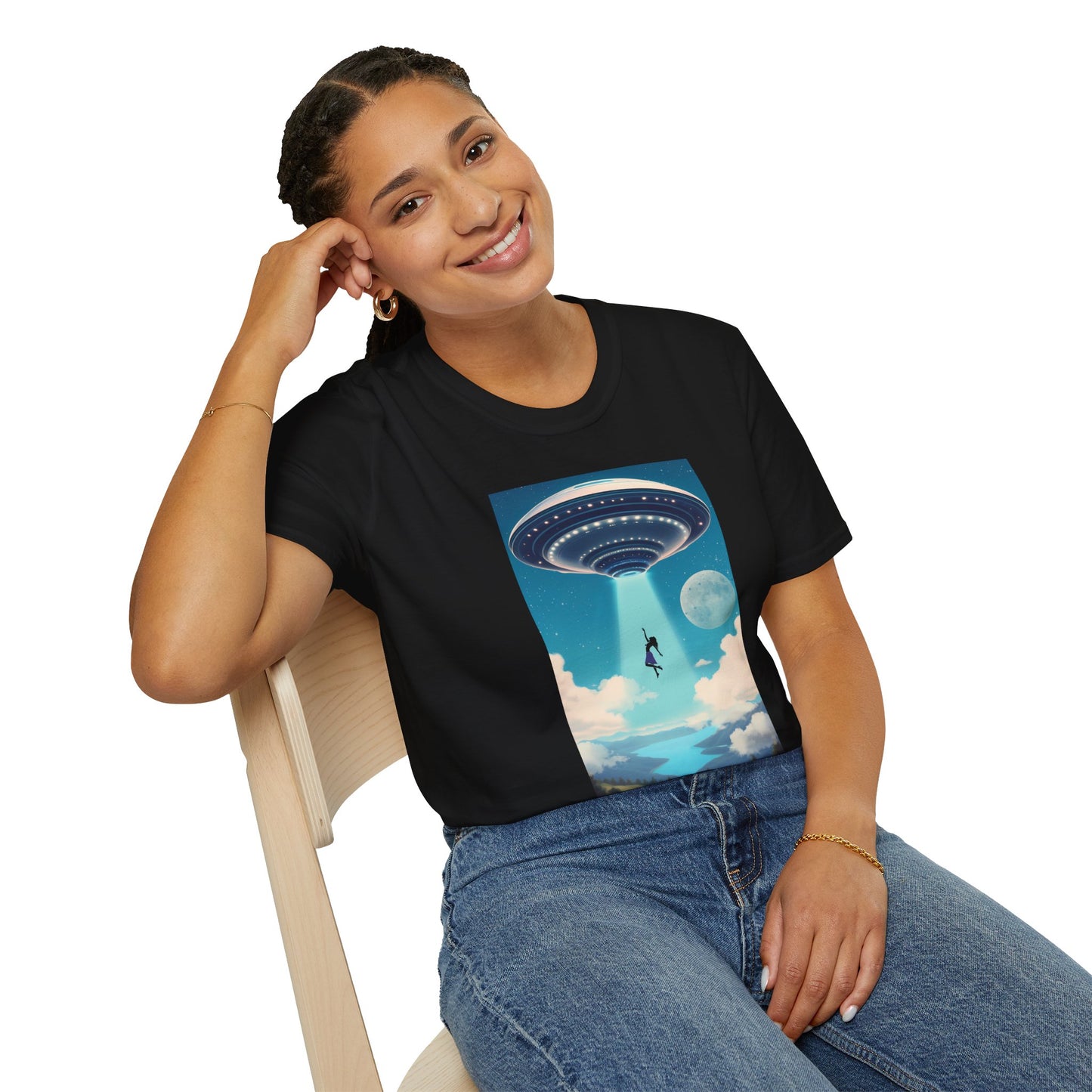 Cosmic Abduction Unisex T-Shirt | Space Alien Tee, UFO Graphic Shirt, Sci-Fi Fan Gift, Casual Style, Cool Vintage Look