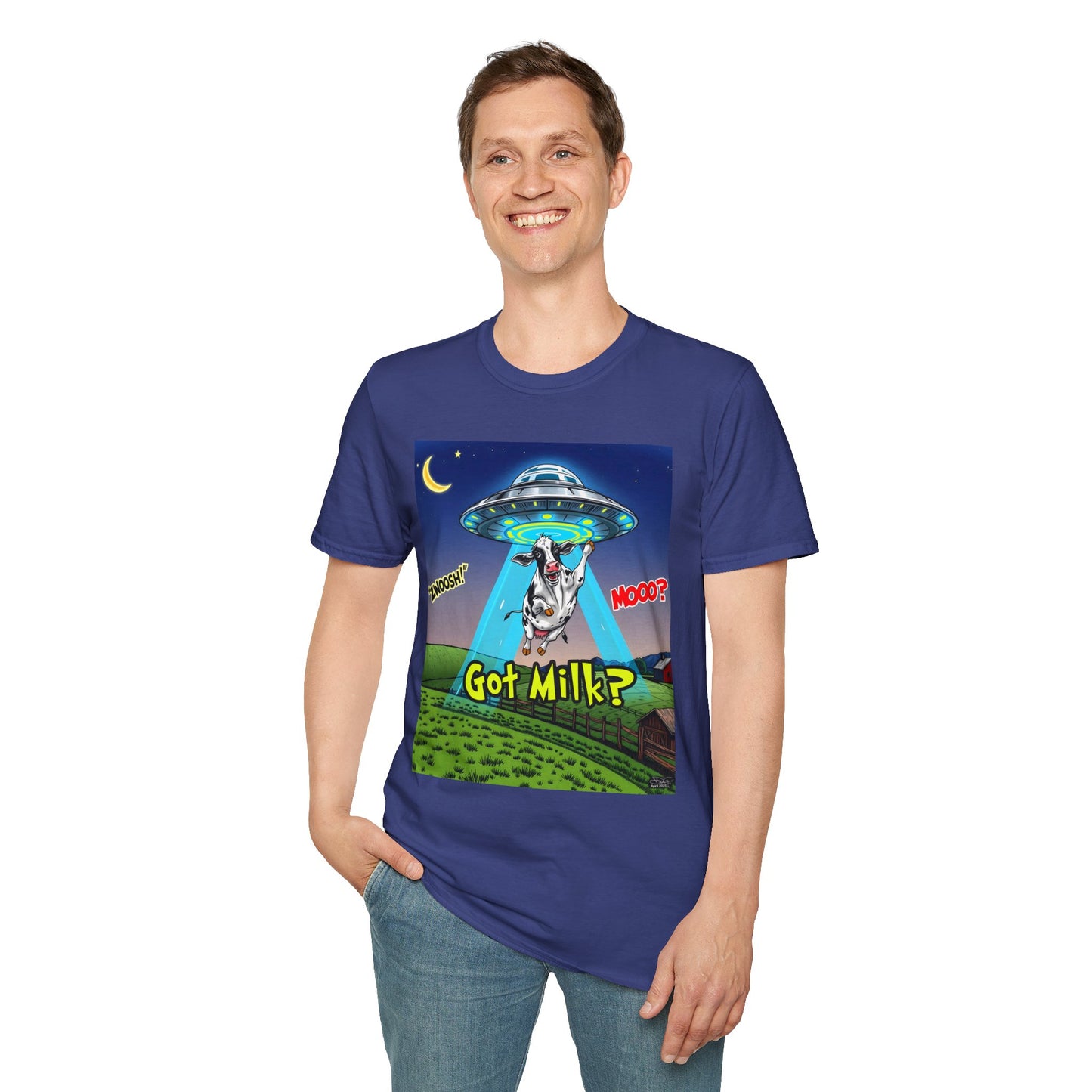 Got Milk? Funny Unisex Softstyle T-Shirt, Humorous Tee, Perfect for Cow Lovers, Milking Day, Farm-themed Gifts, Quirky Apparel, graphic