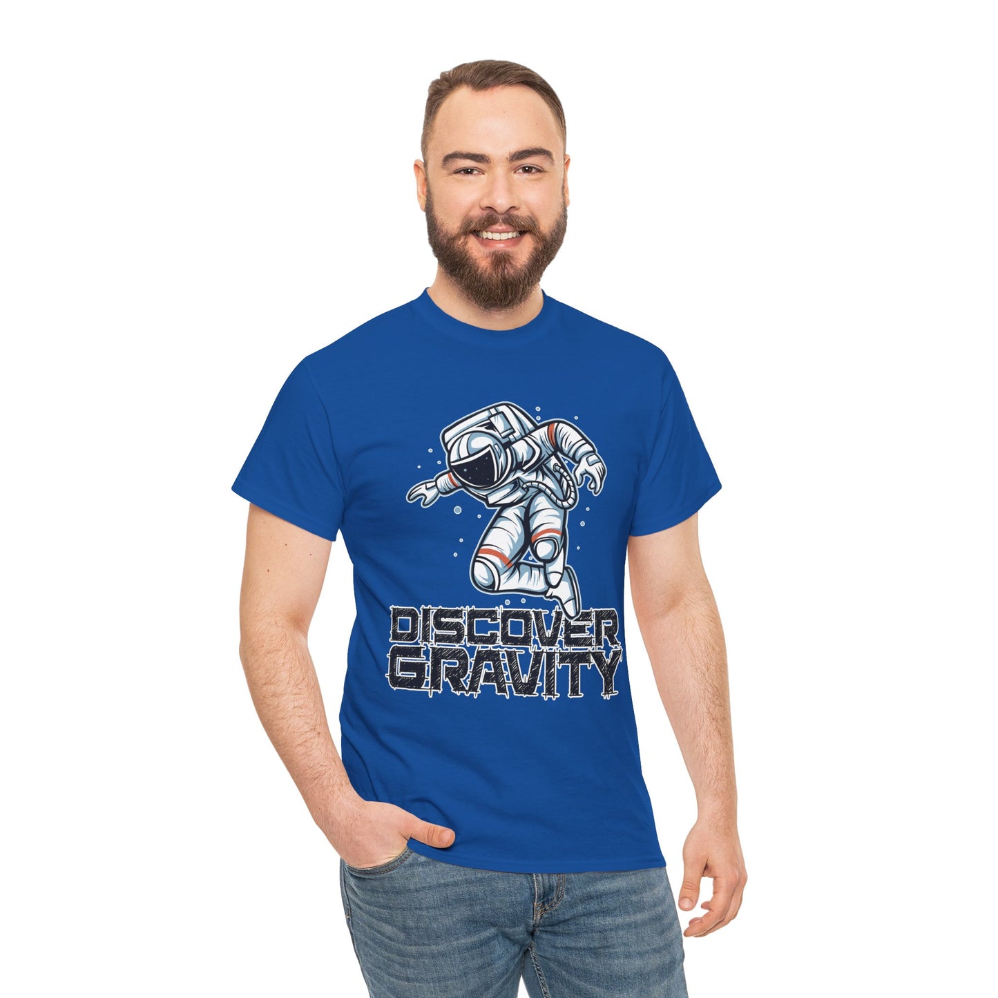 Discover Gravity. Unisex Heavy Cotton Tee - Fun Astronaut, Astronomy Graphic Tee - Unisex graphic design, png Express Delivery available