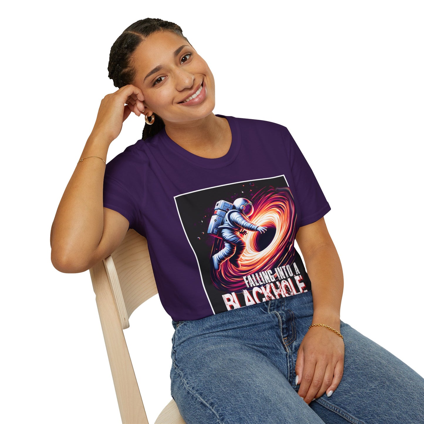 Falling Into a Blackhole Unisex Softstyle, T-Shirt, Space Lover Gift, Sci-Fi Tee, Astronomy Shirt, Creative Graphic T-Shirt, Gift Astronaut