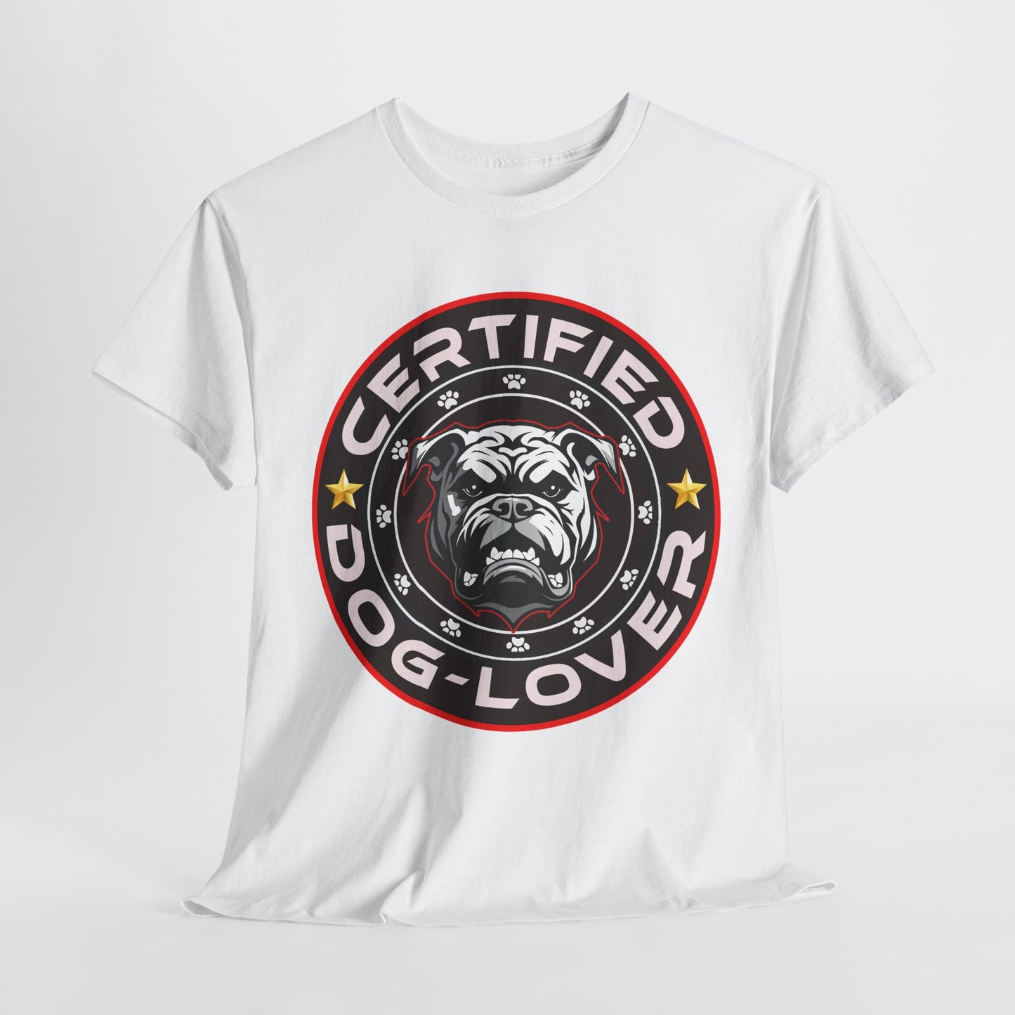 Certified Dog Lover Unisex Tee - Bulldog Print Design, GraphicTees, t-shirt, tshirt, png