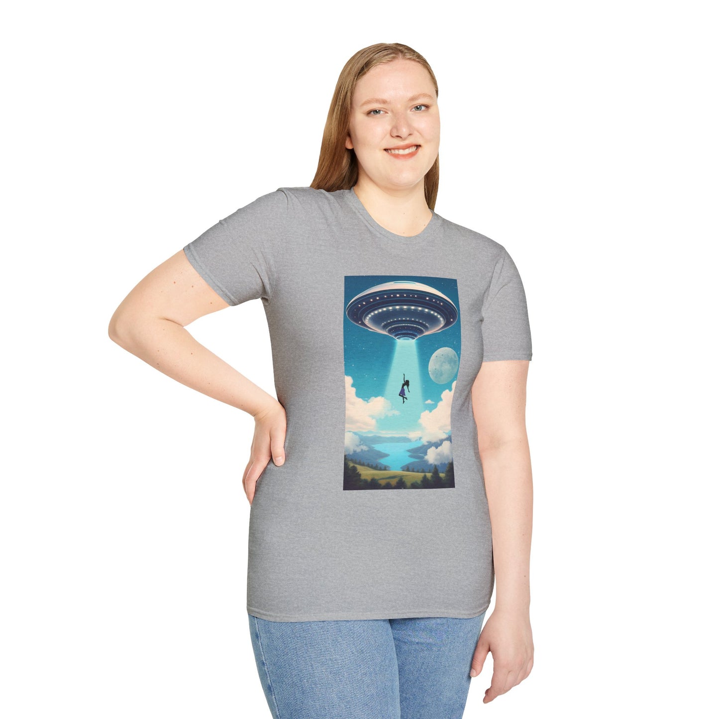 Cosmic Abduction Unisex T-Shirt | Space Alien Tee, UFO Graphic Shirt, Sci-Fi Fan Gift, Casual Style, Cool Vintage Look