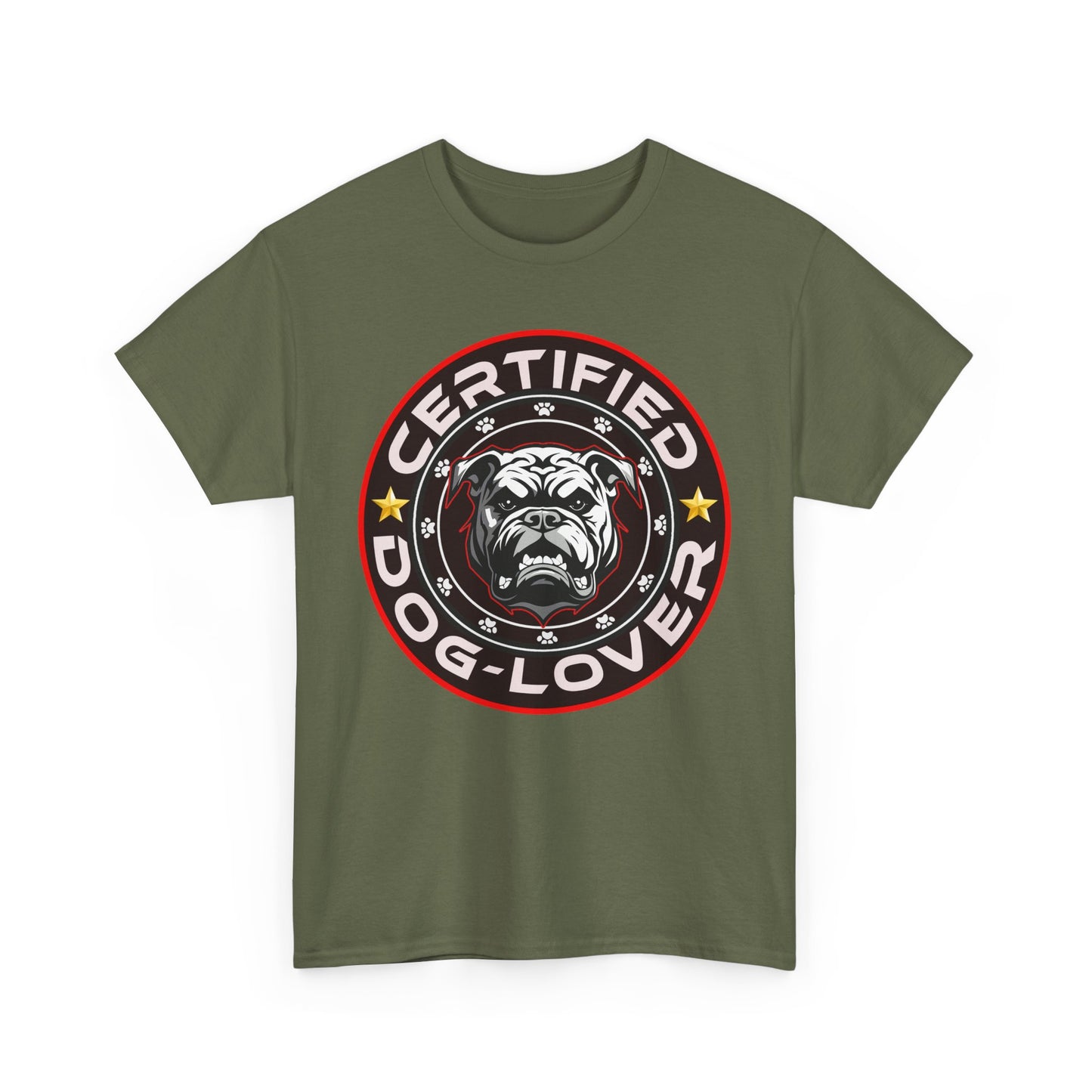 Certified Dog Lover Unisex Tee - Bulldog Print Design, GraphicTees, t-shirt, tshirt, png