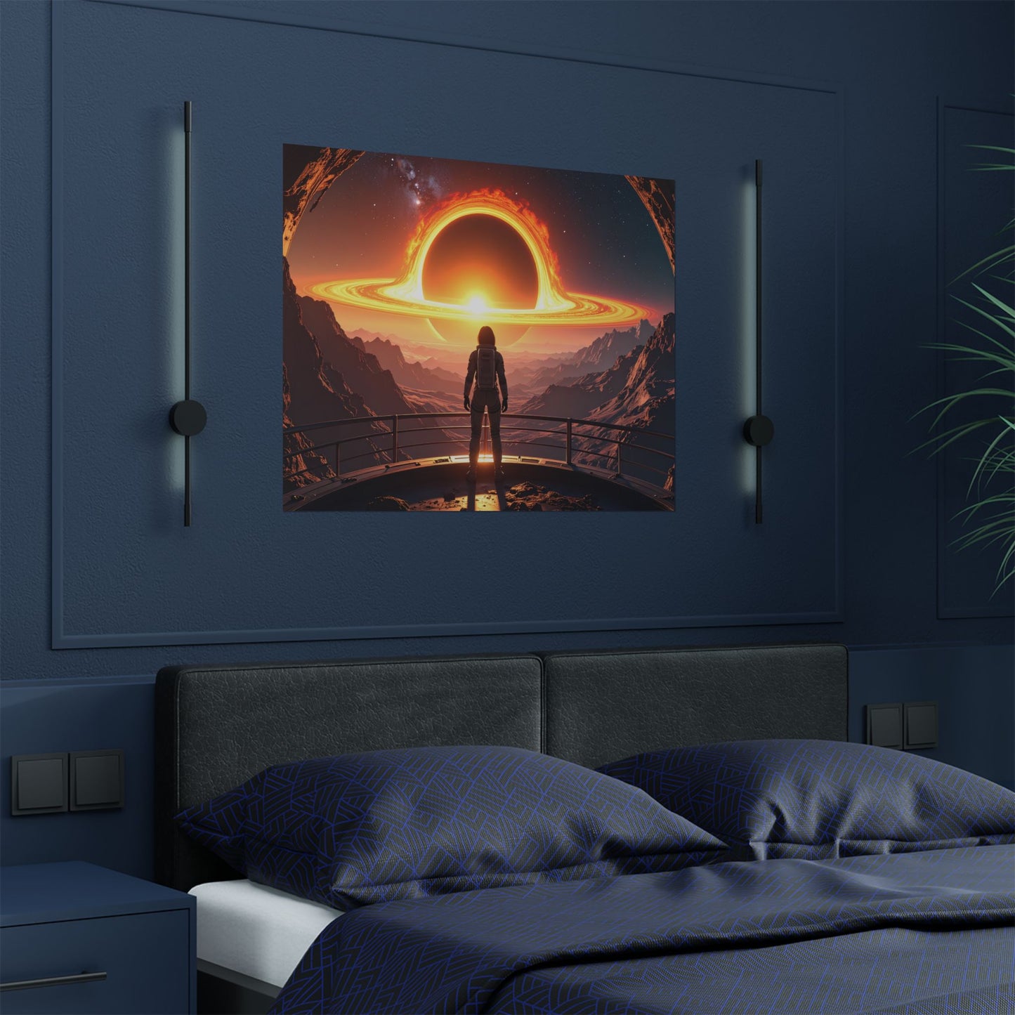 Astronaut watching Blackhole, Space-Themed Satin Posters, Cosmic Decor for Astronaut Enthusiasts, Unique Wall Art, Gift for Science Lovers, Home Office Decoration, t-shirts, tshirts, tees